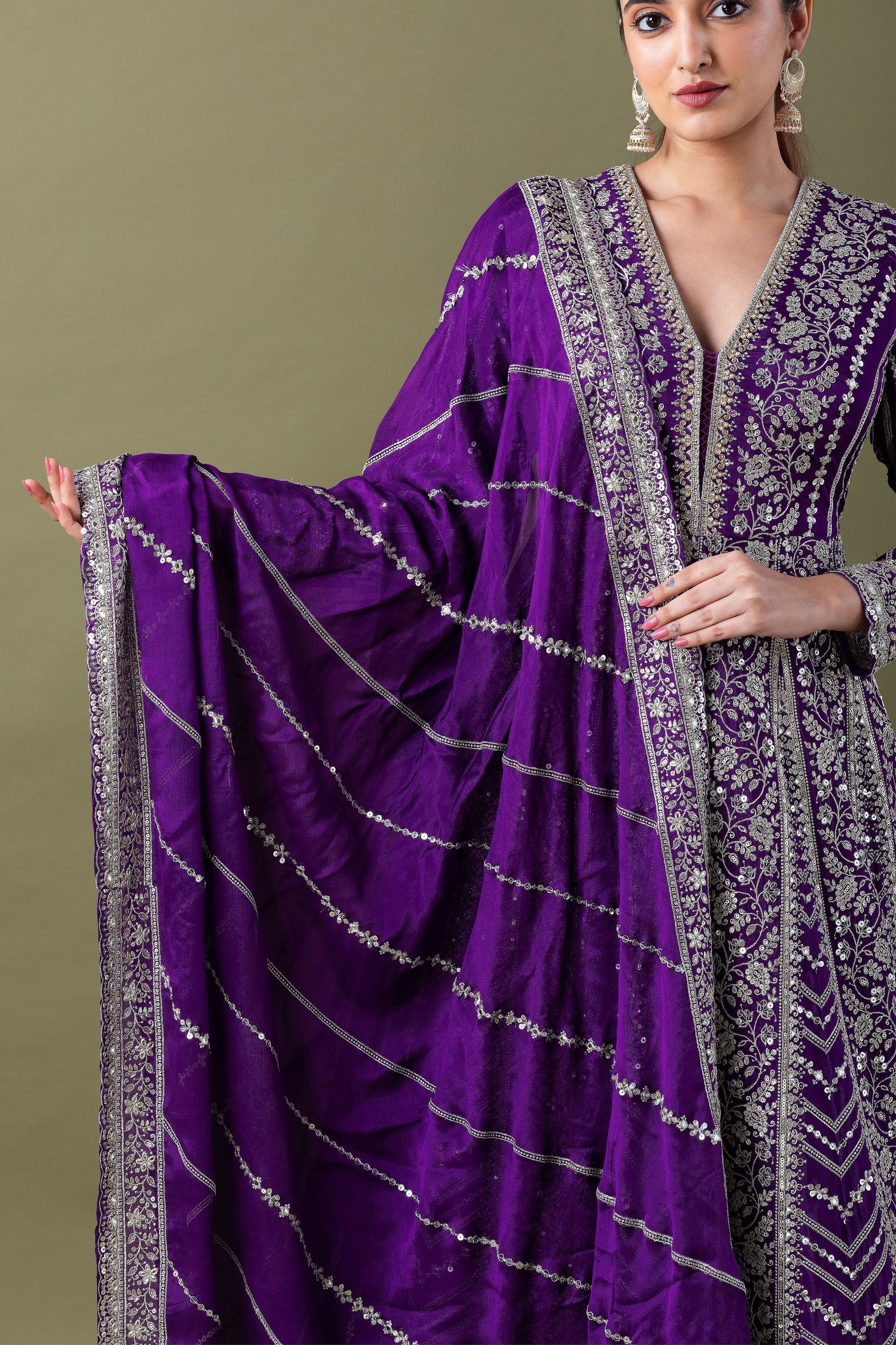 Royal Purple Anarkali Set - Mokshaa