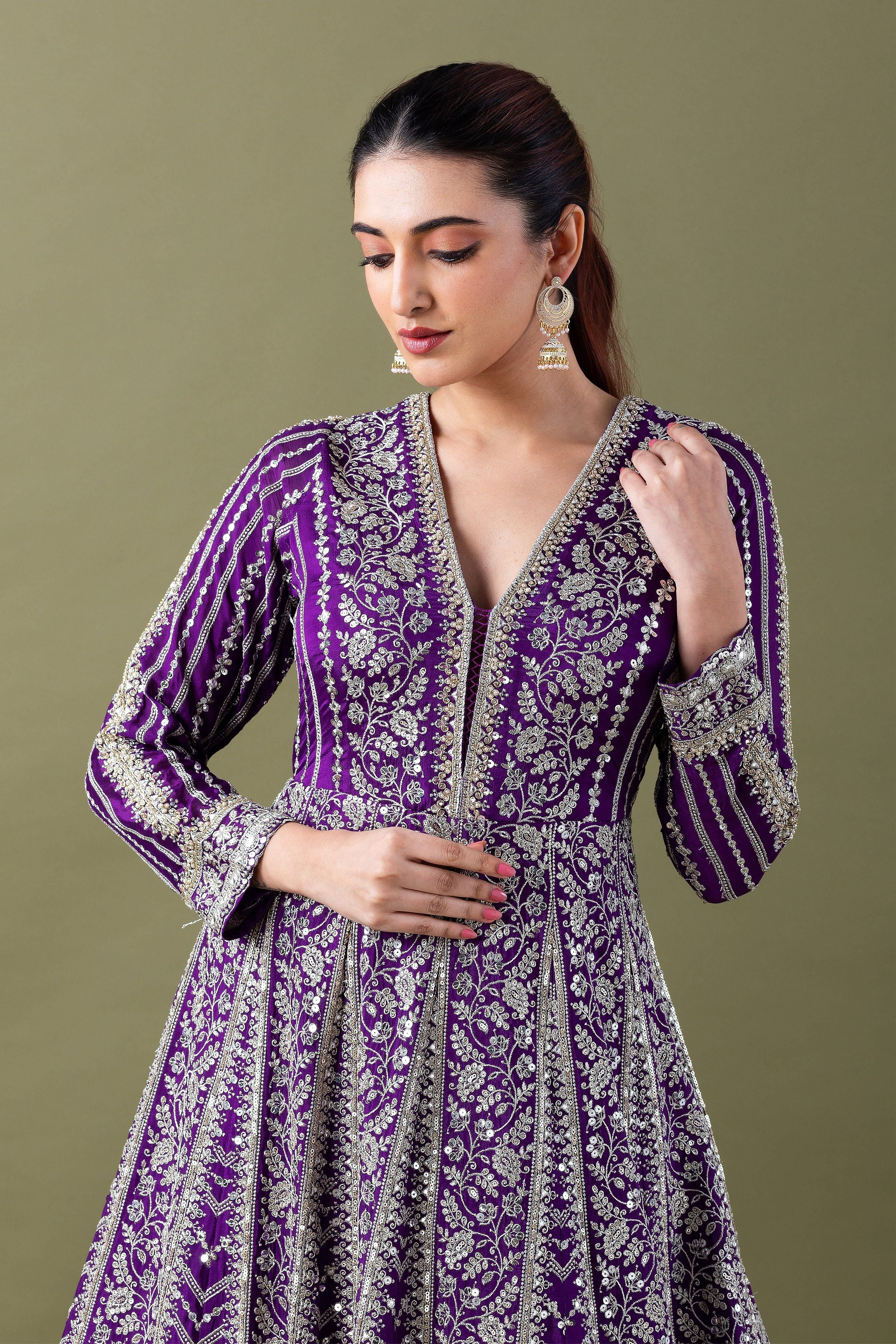 Royal Purple Anarkali Set - Mokshaa