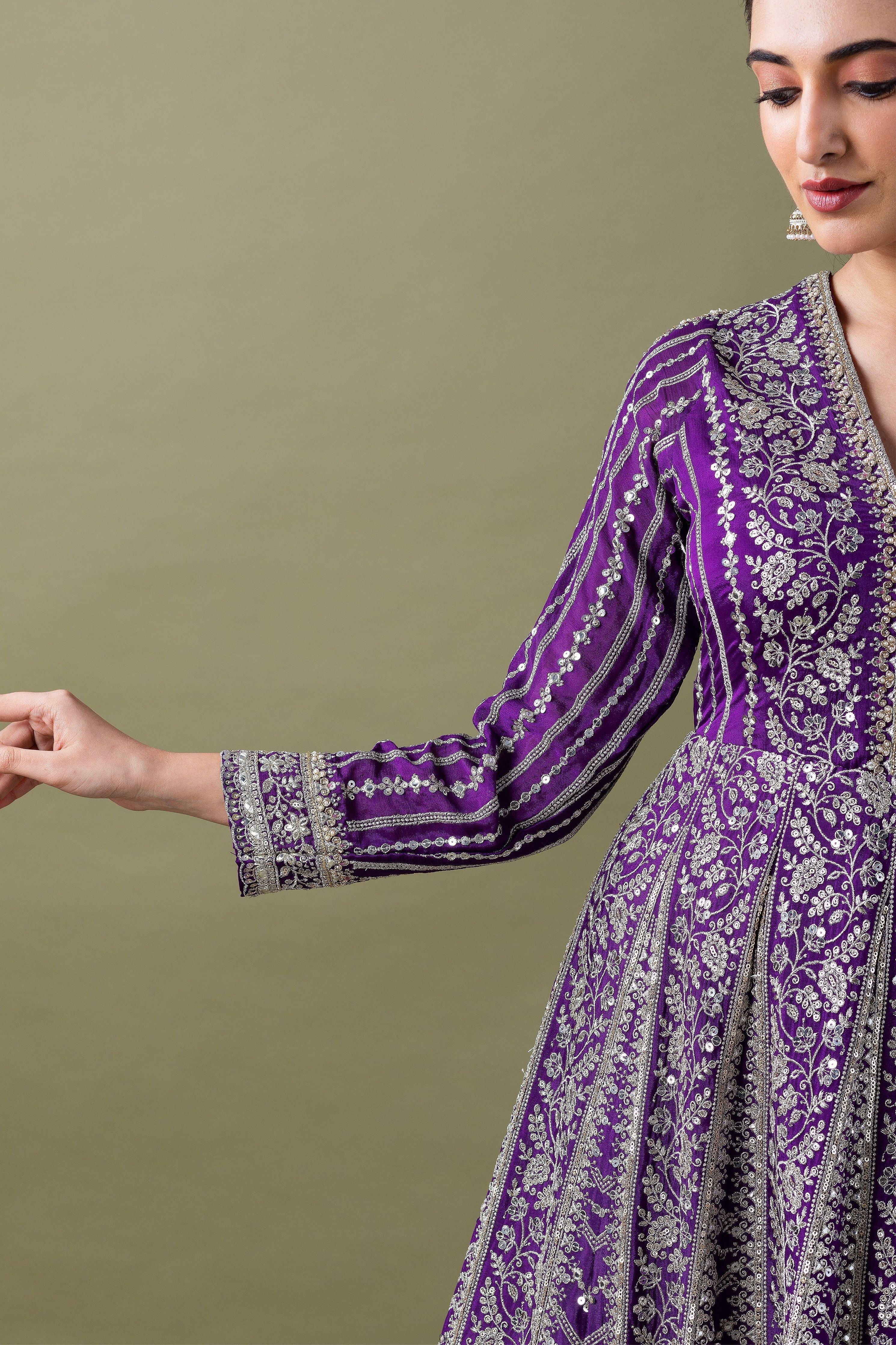 Royal Purple Anarkali Set - Mokshaa