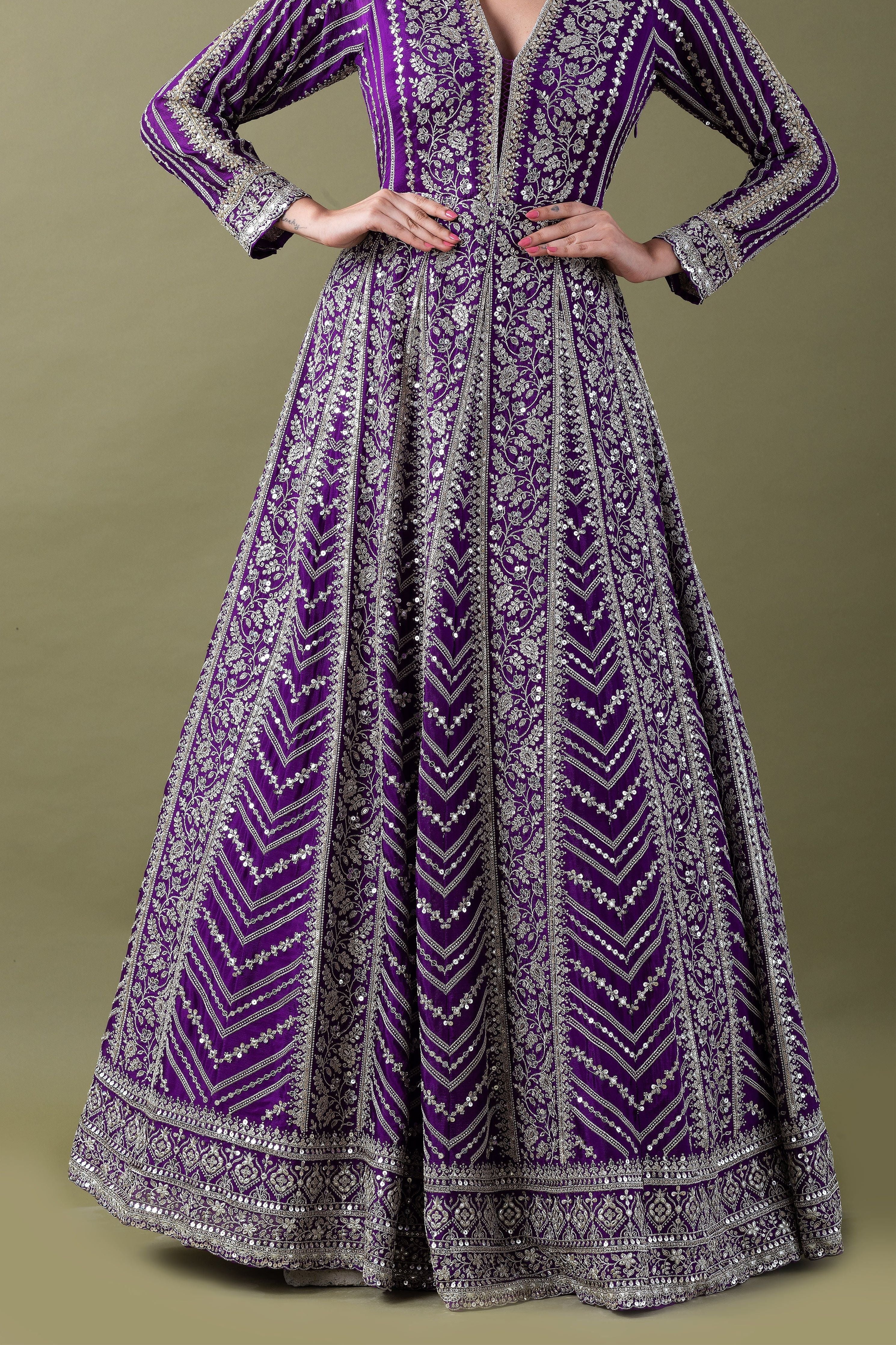 Royal Purple Anarkali Set - Mokshaa