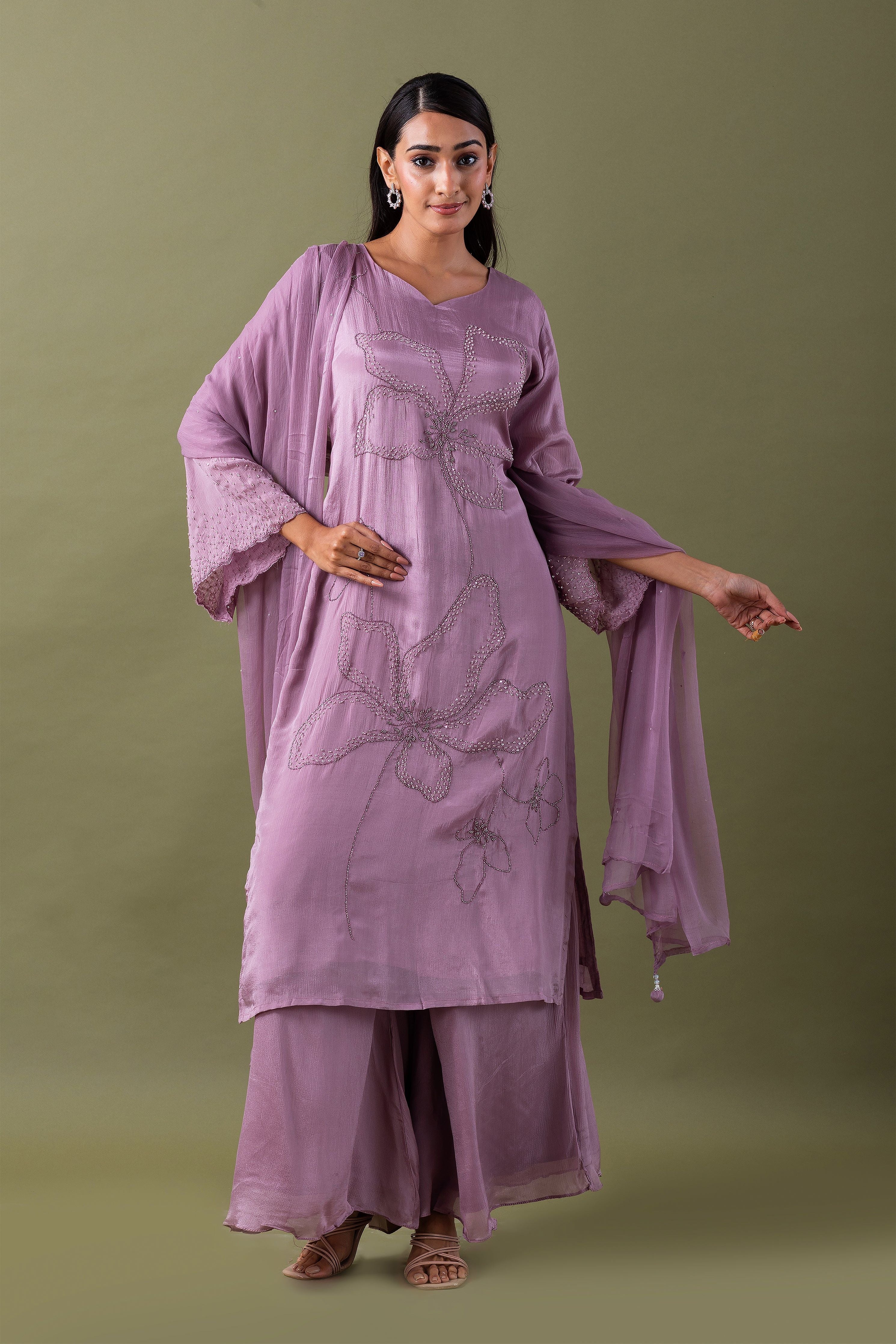 Lavender Kurta Set - Mokshaa