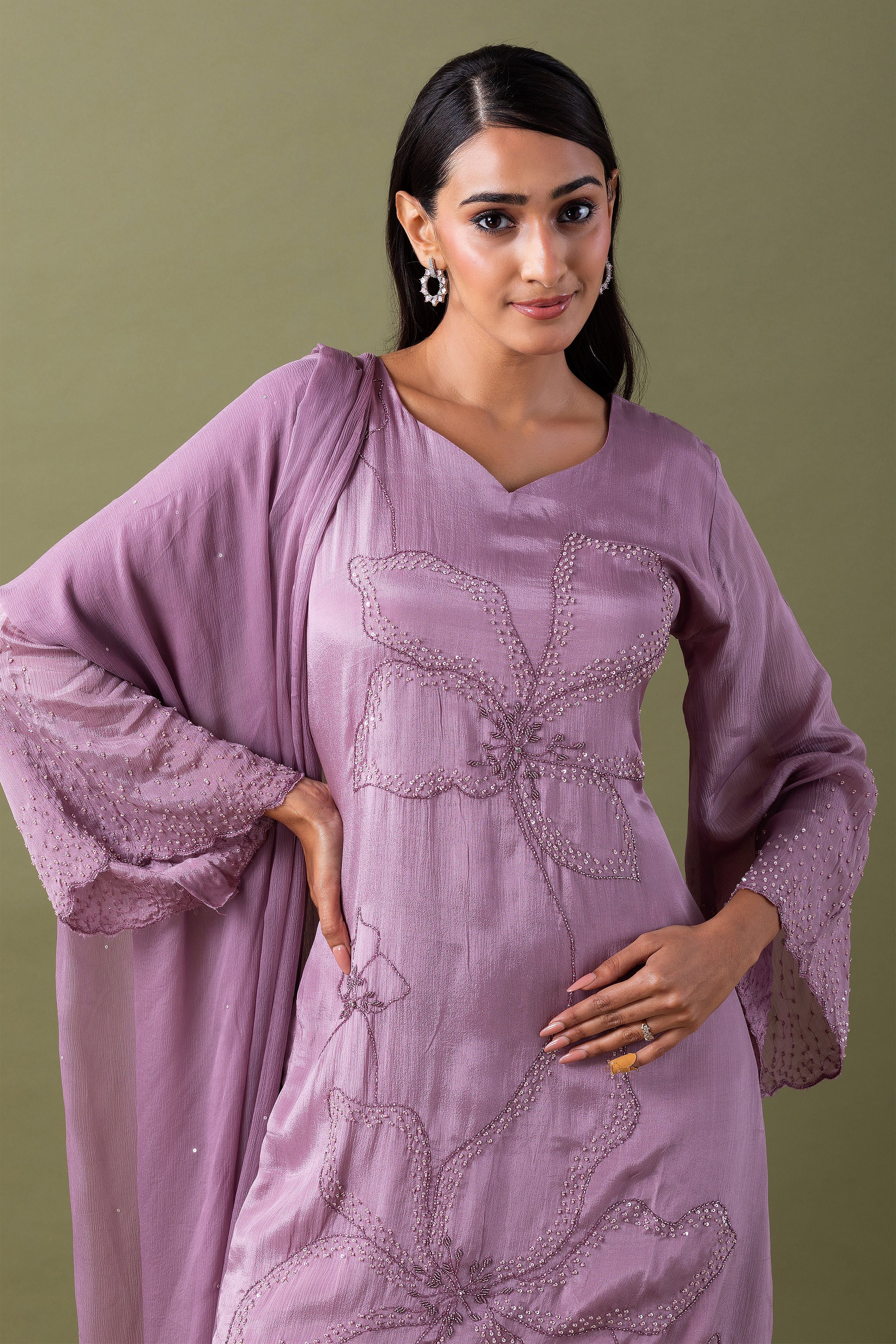 Lavender Kurta Set - Mokshaa