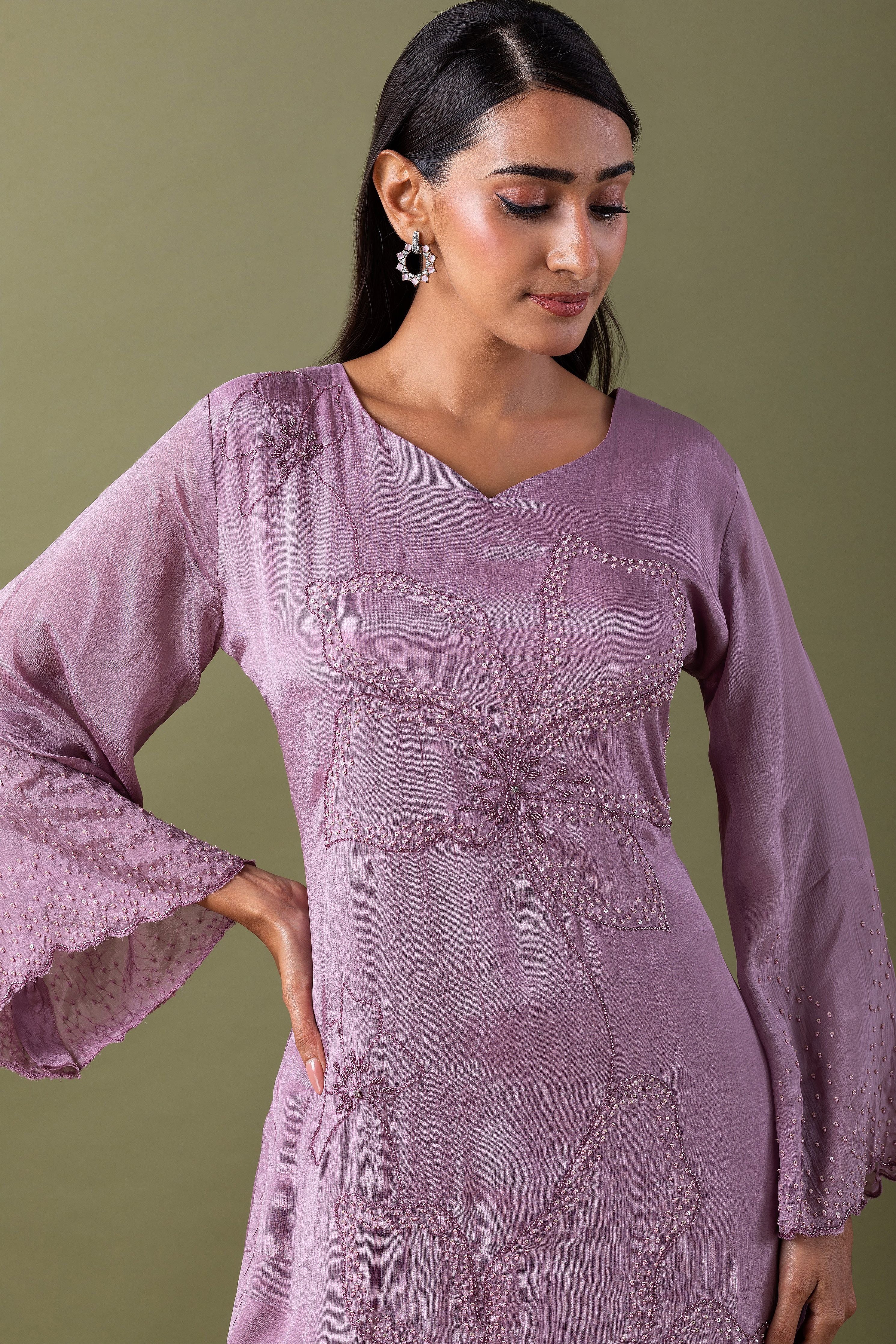 Lavender Kurta Set - Mokshaa