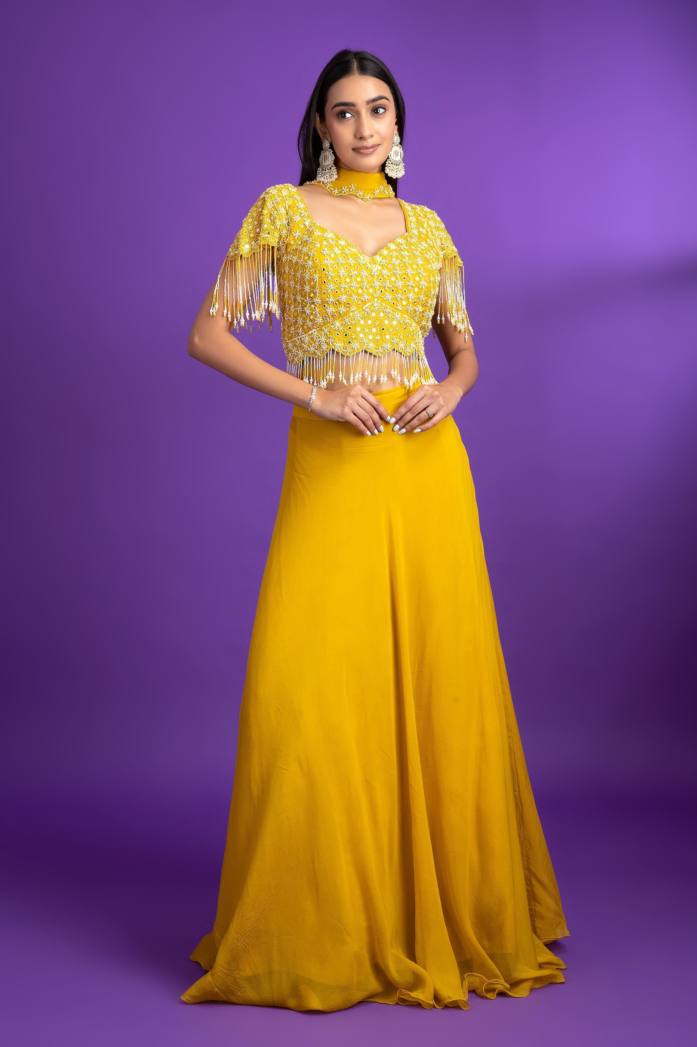 Yellow Organza lehenga - Mokshaa