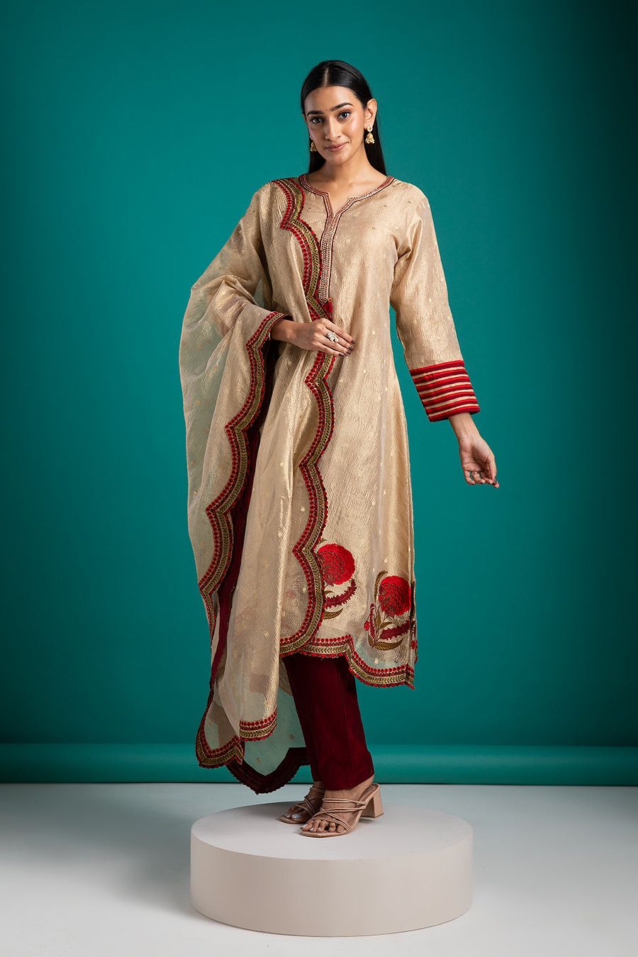 Gold Tissue Kurta Set - Mokshaa