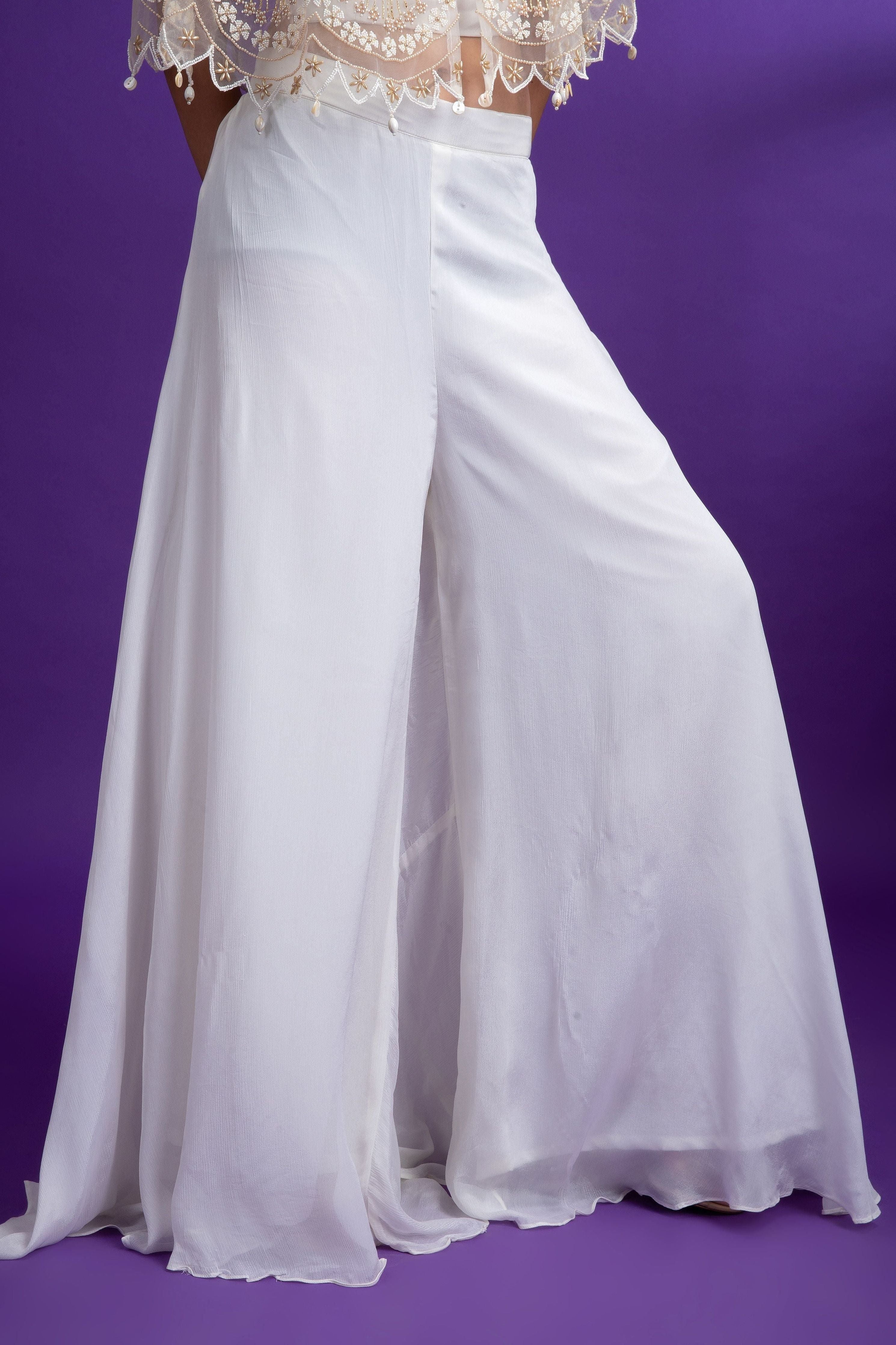 Off white palazzo with cape - Mokshaa