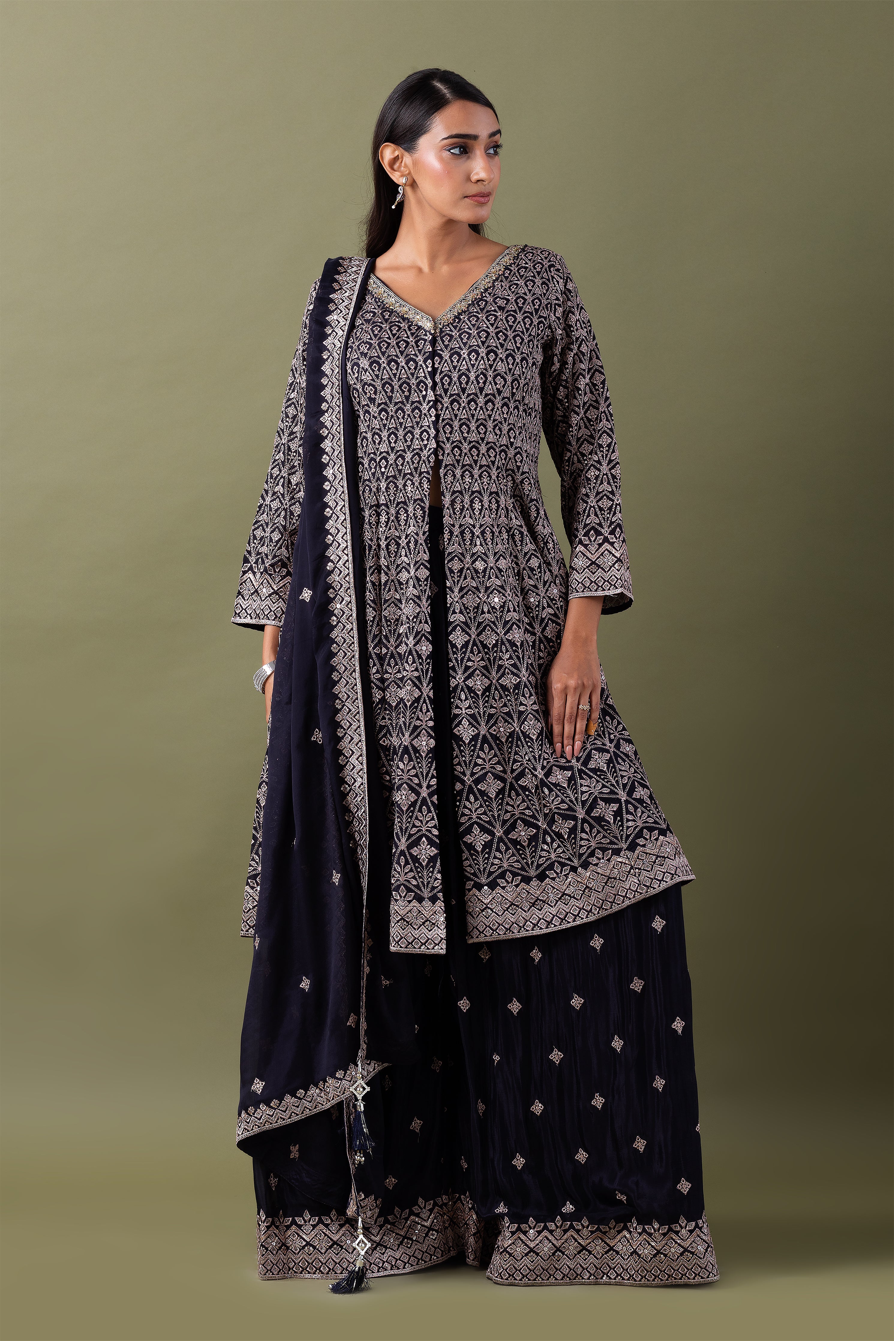 Deep Blue Anarkali Set