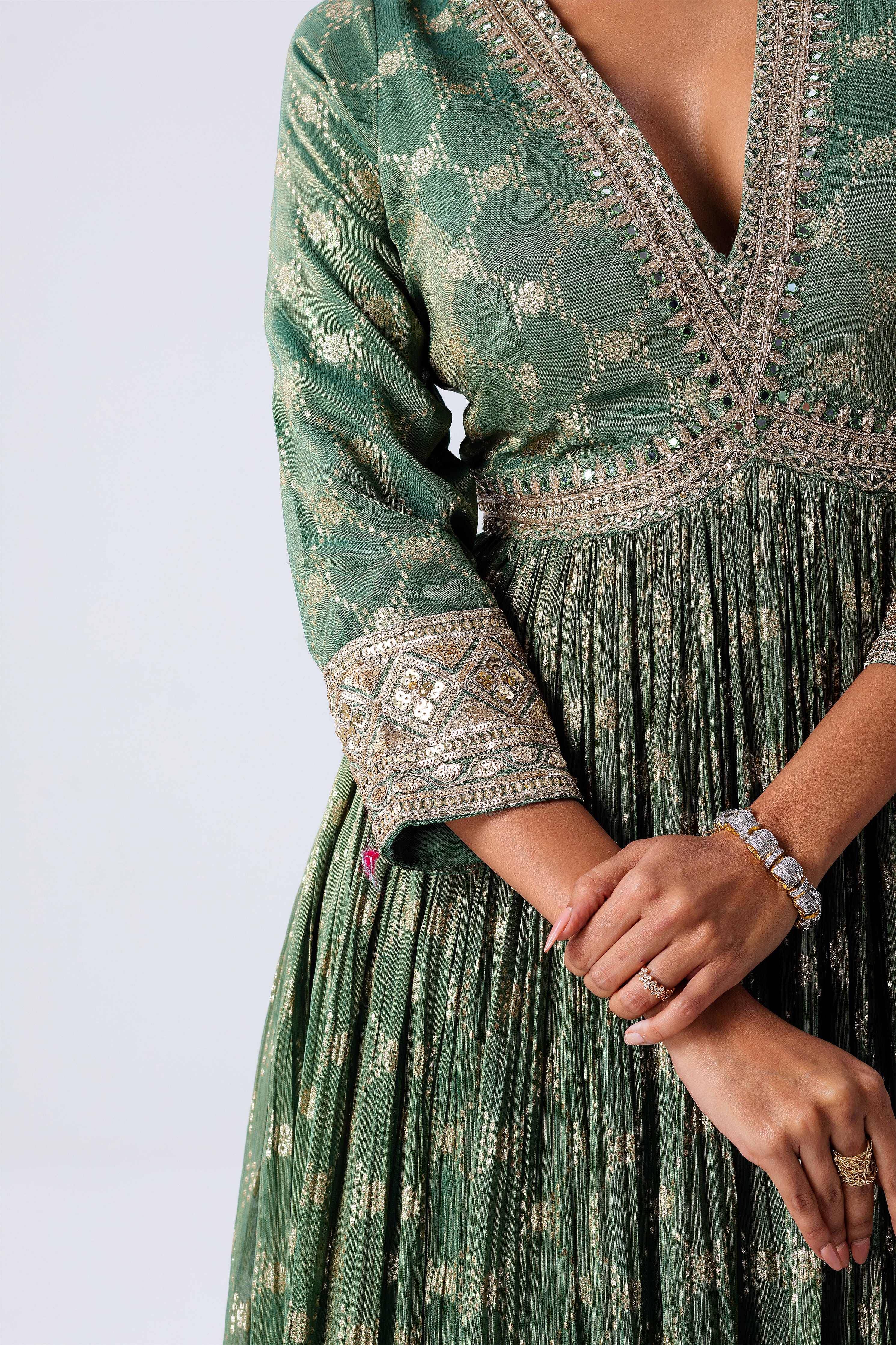 Sage Green Anarkali Set