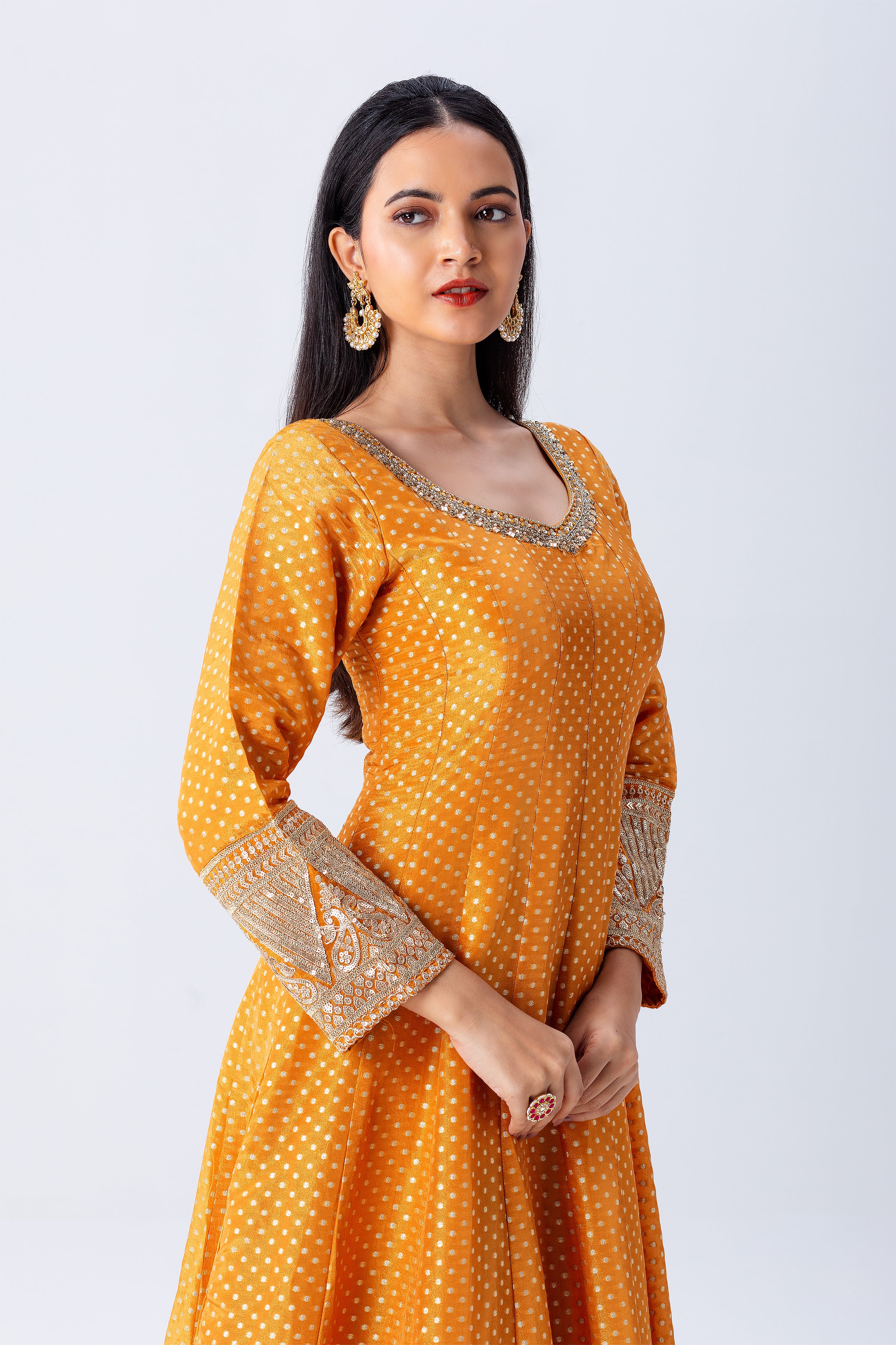 Orange Anarkali Set