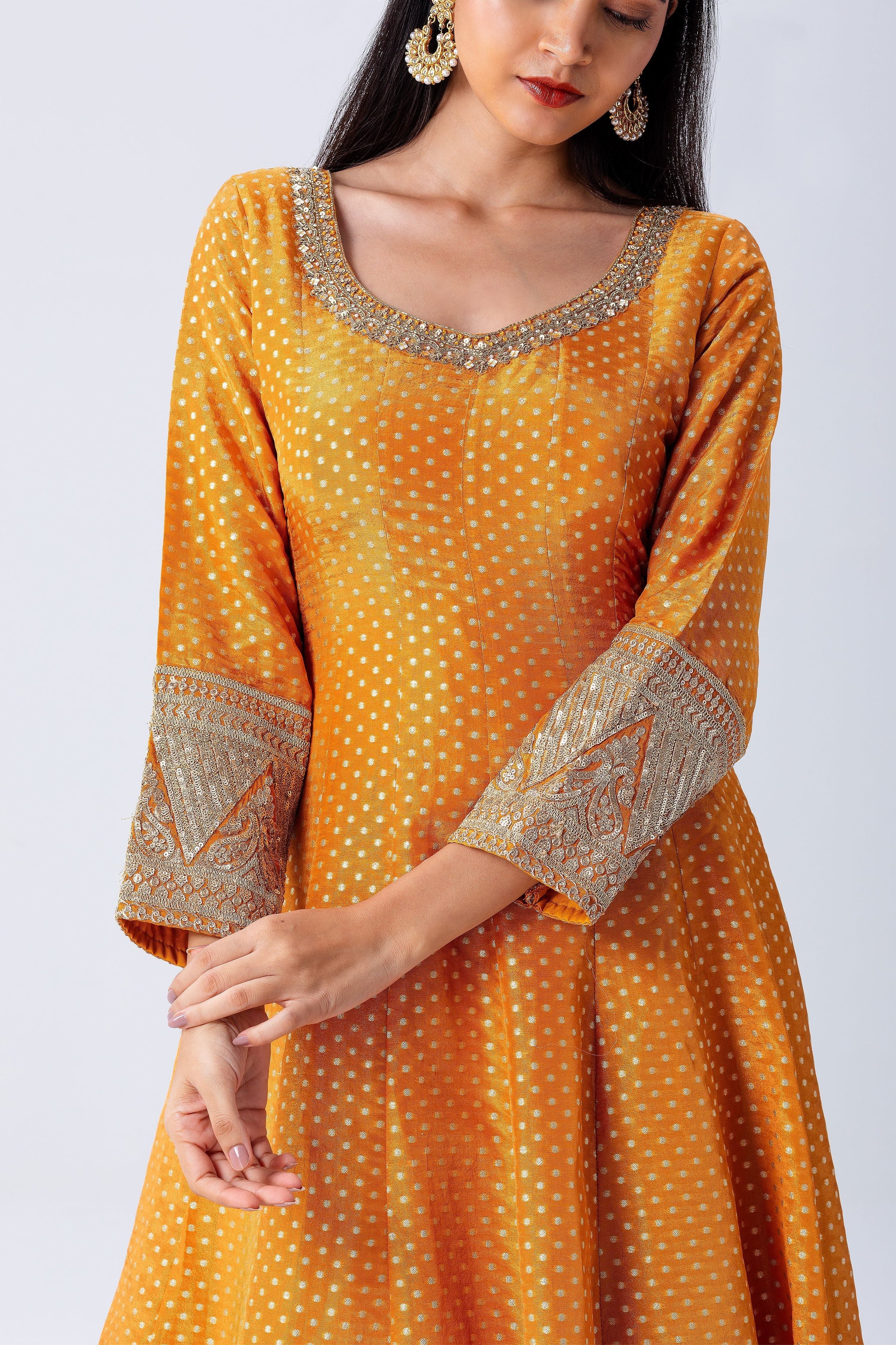 Orange Anarkali Set - Mokshaa