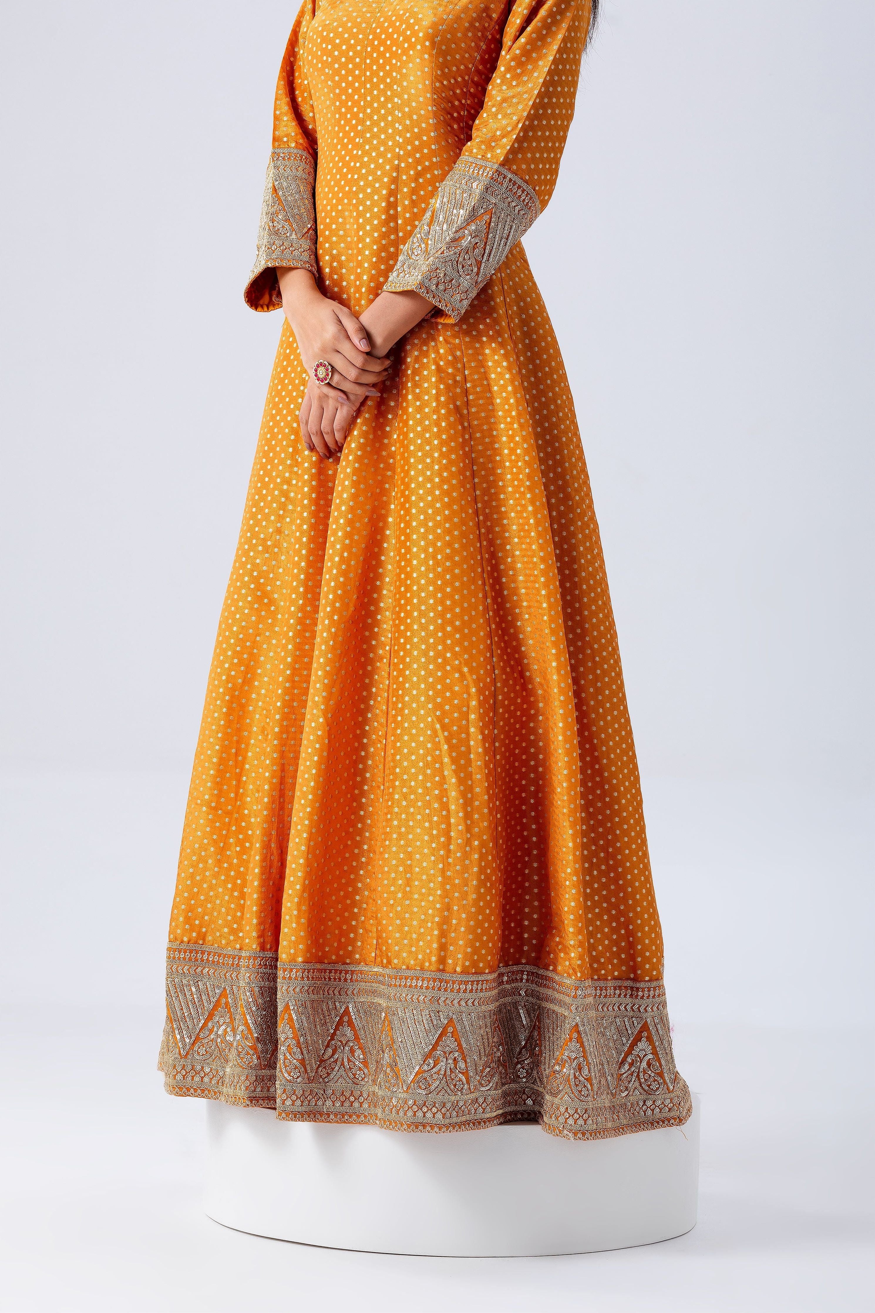 Orange Anarkali Set - Mokshaa