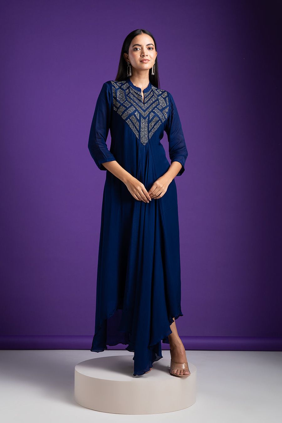 Navy Blue Dress - Mokshaa