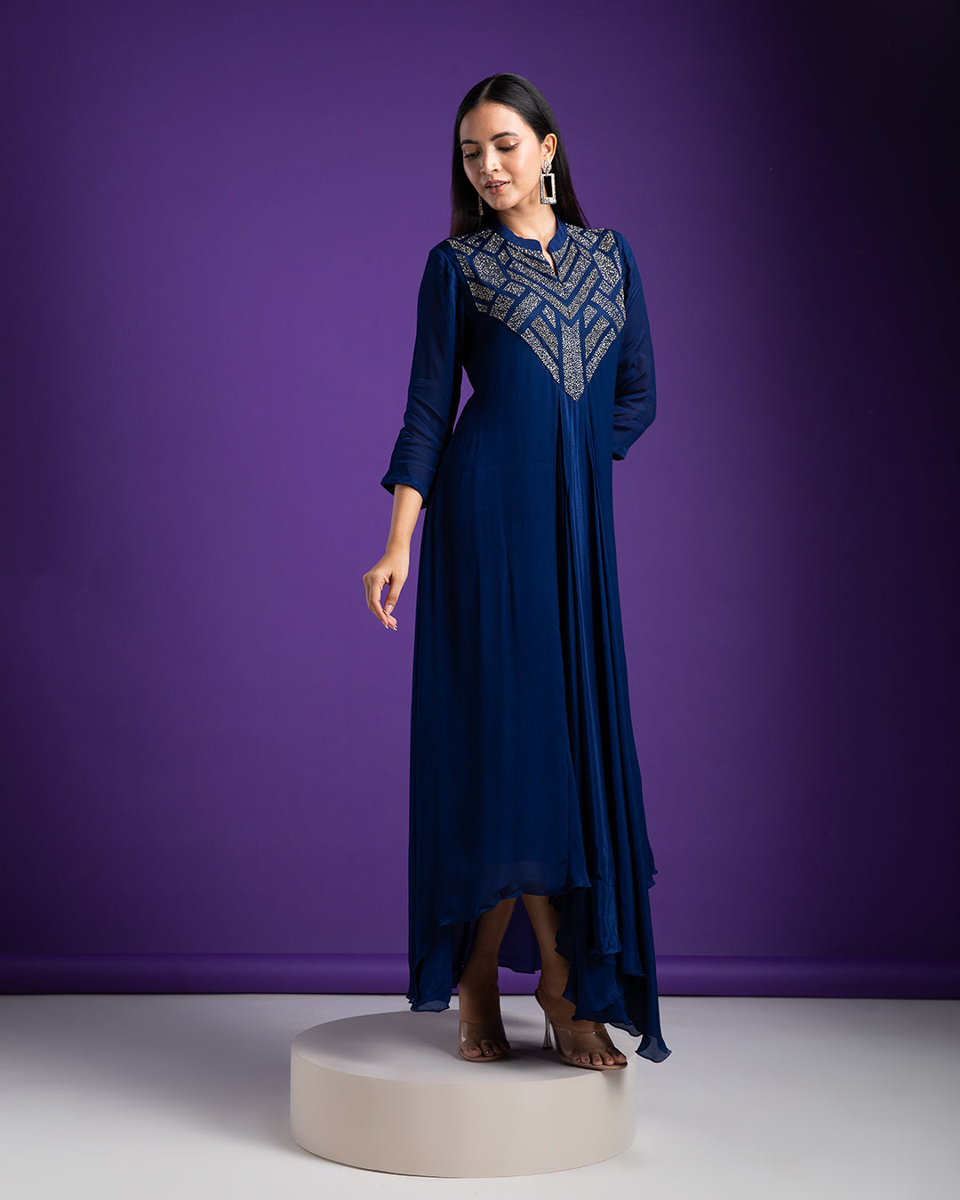 Navy Blue Dress - Mokshaa