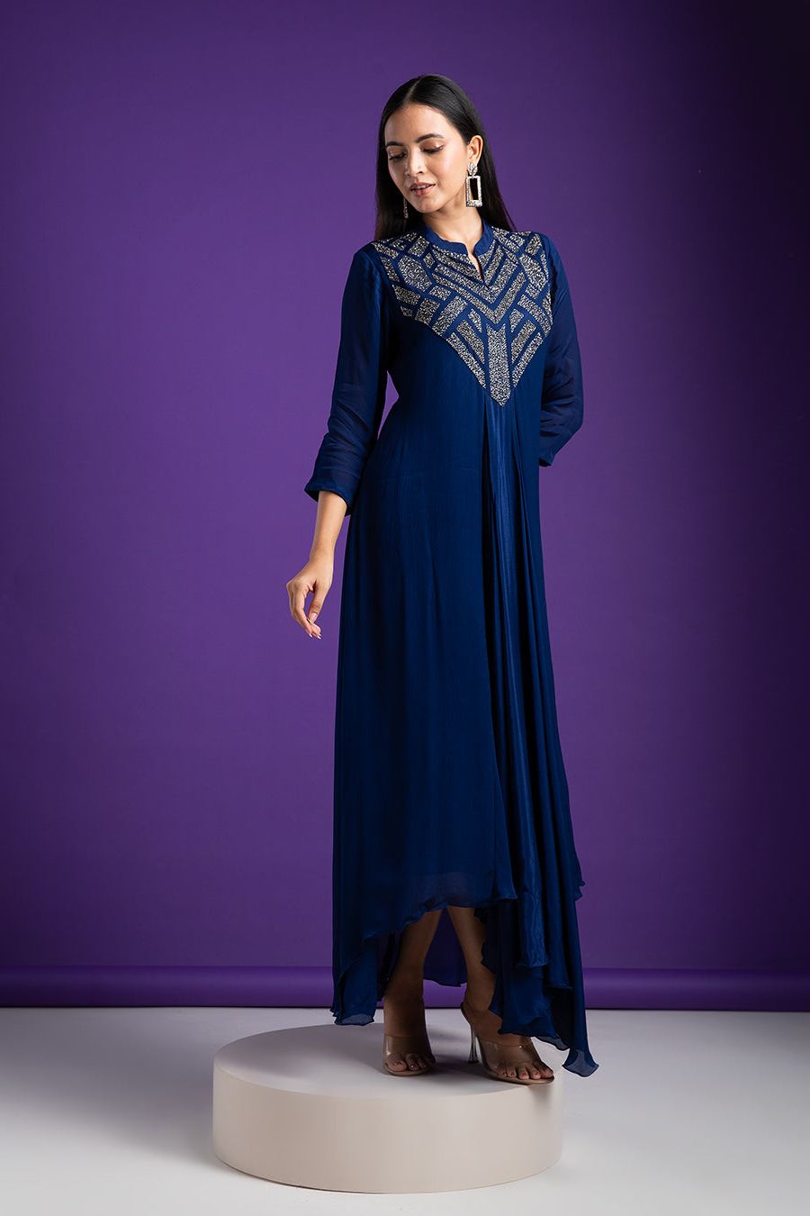 Navy Blue Dress - Mokshaa