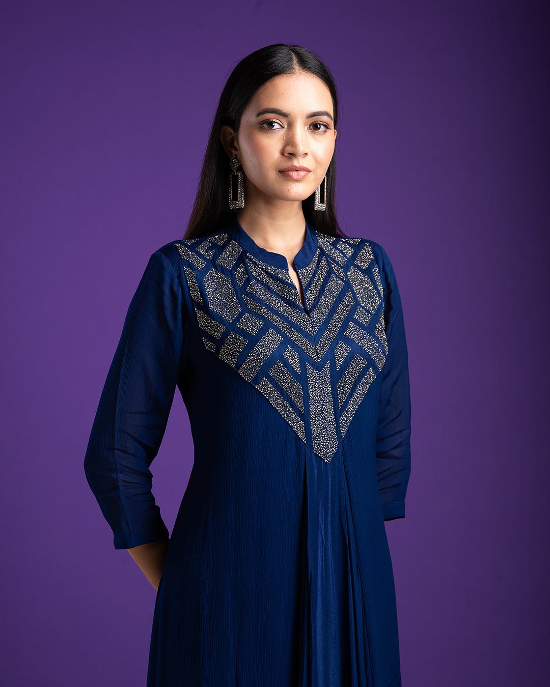 Navy Blue Dress - Mokshaa