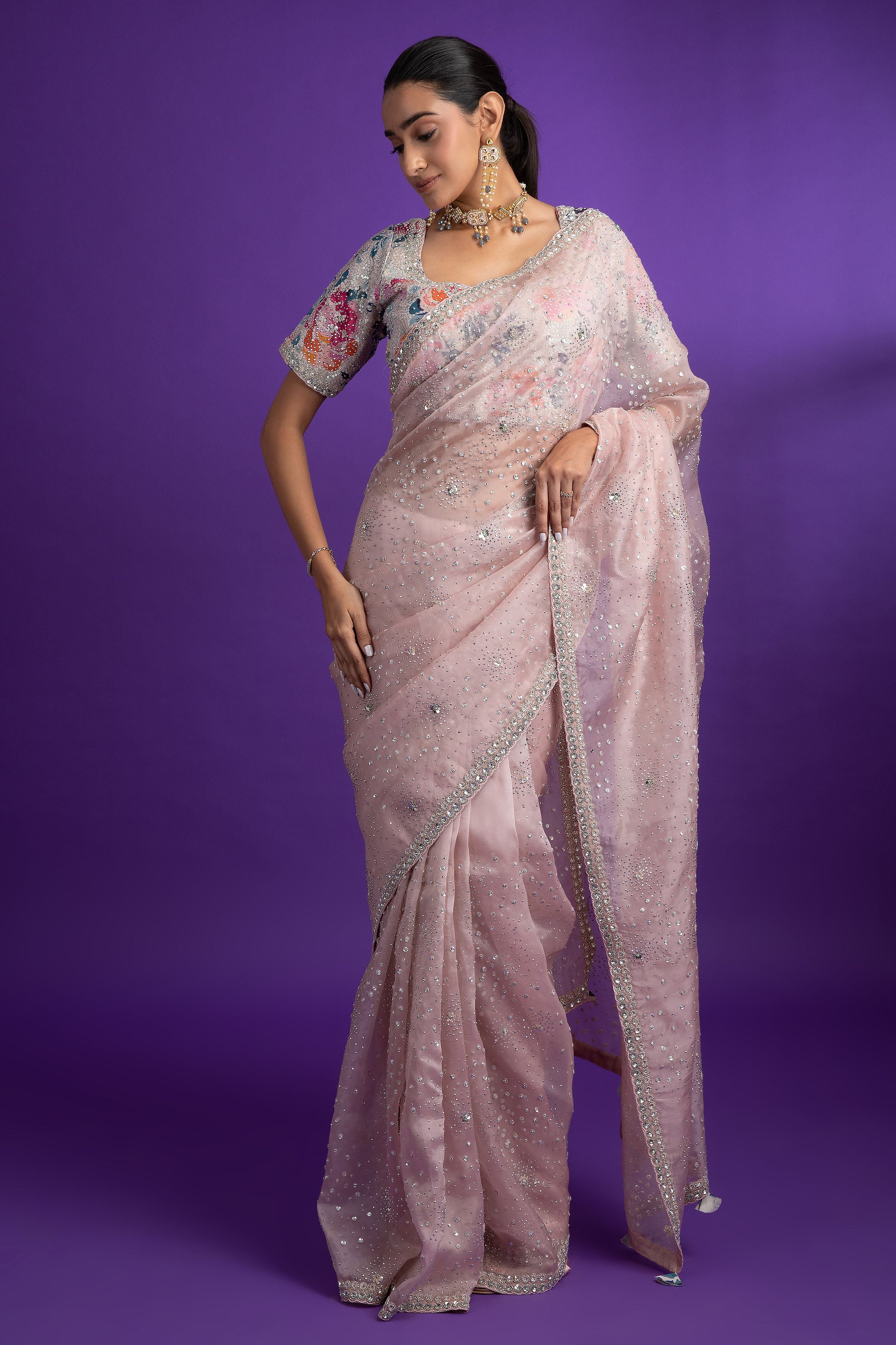 Light Pink Saree - Mokshaa