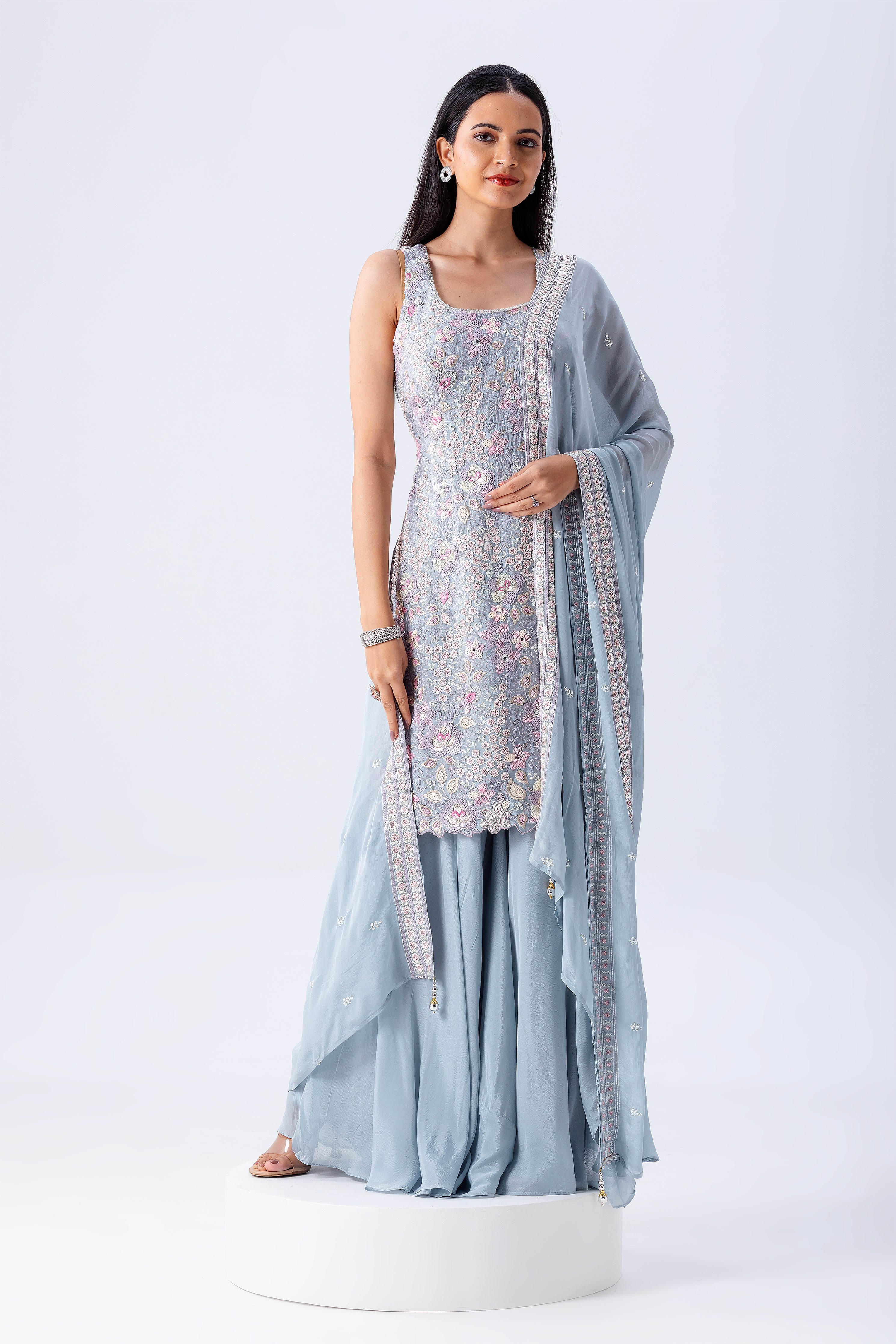 Powder Blue Sharara Set