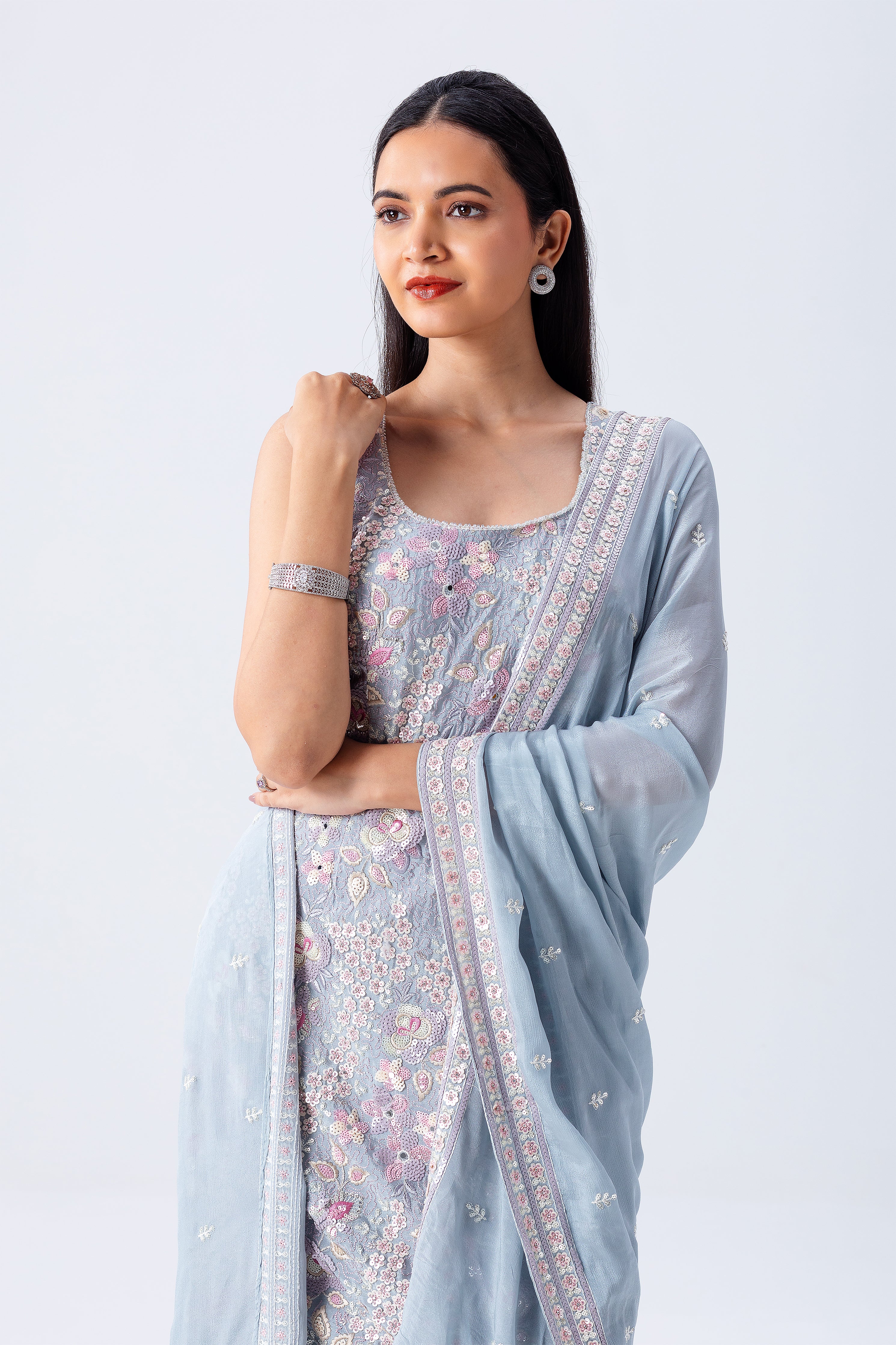 Powder Blue Sharara Set