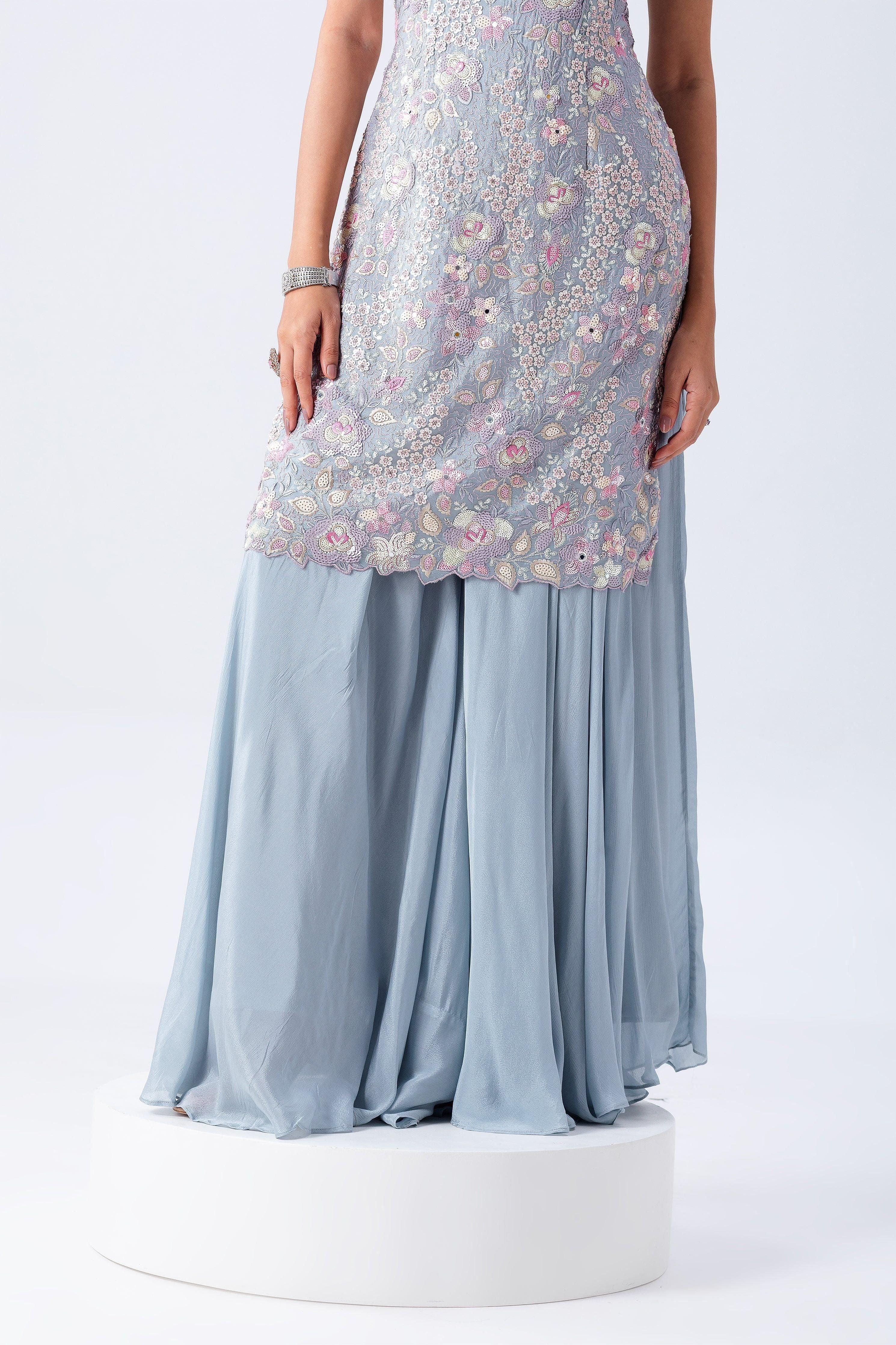 Powder Blue Sharara Set - Mokshaa