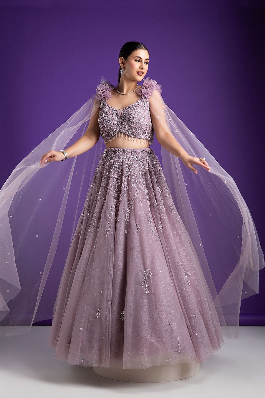 Lavender Embellished Lehenga Set - Mokshaa