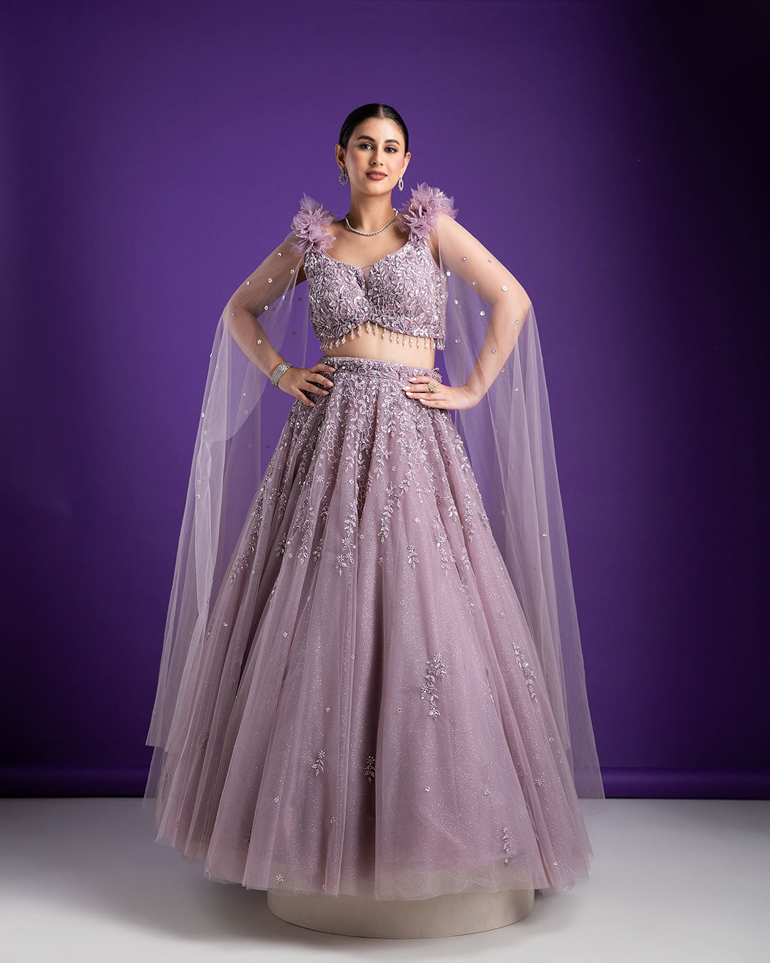 Lavender Embellished Lehenga Set - Mokshaa