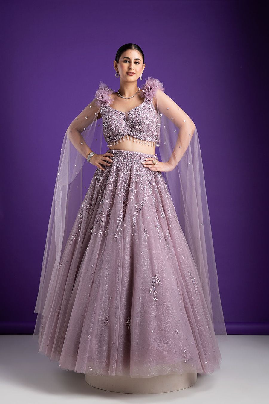 Lavender Embellished Lehenga Set - Mokshaa