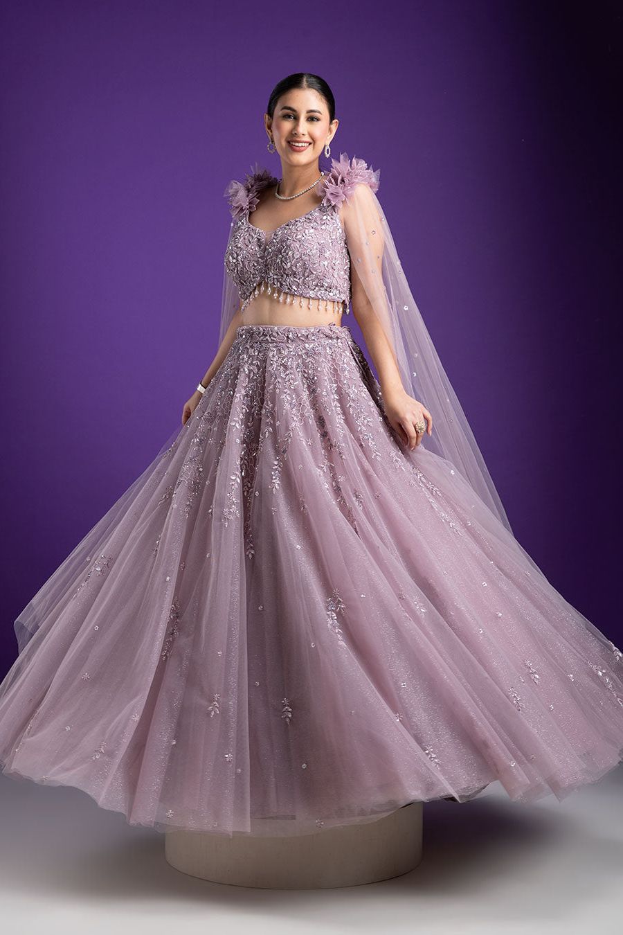 Lavender Embellished Lehenga Set - Mokshaa