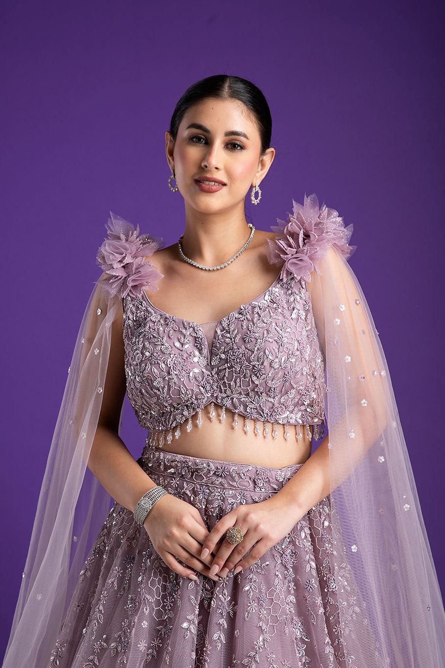 Lavender Embellished Lehenga Set - Mokshaa