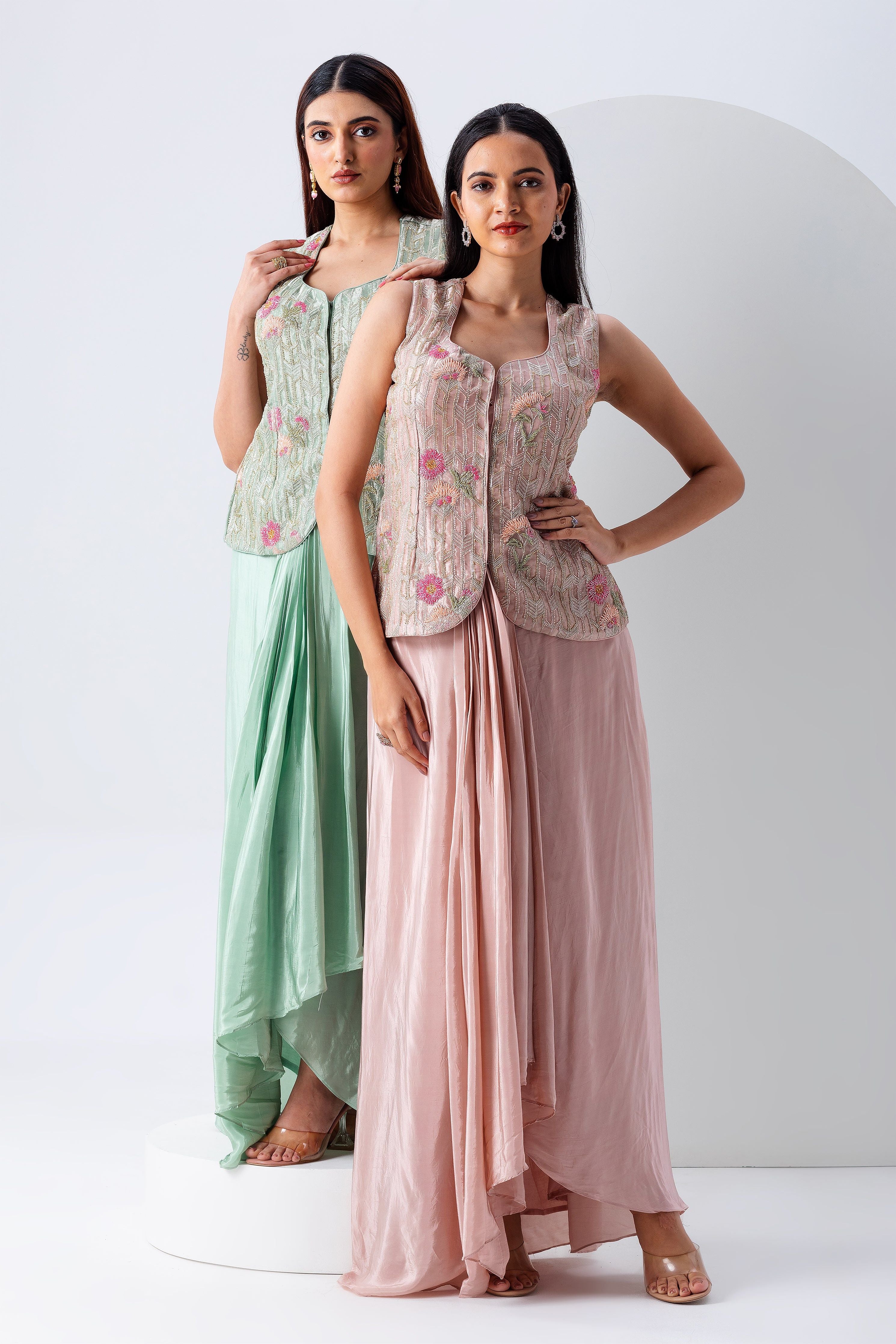 Mint Green Indowestern Set - Mokshaa