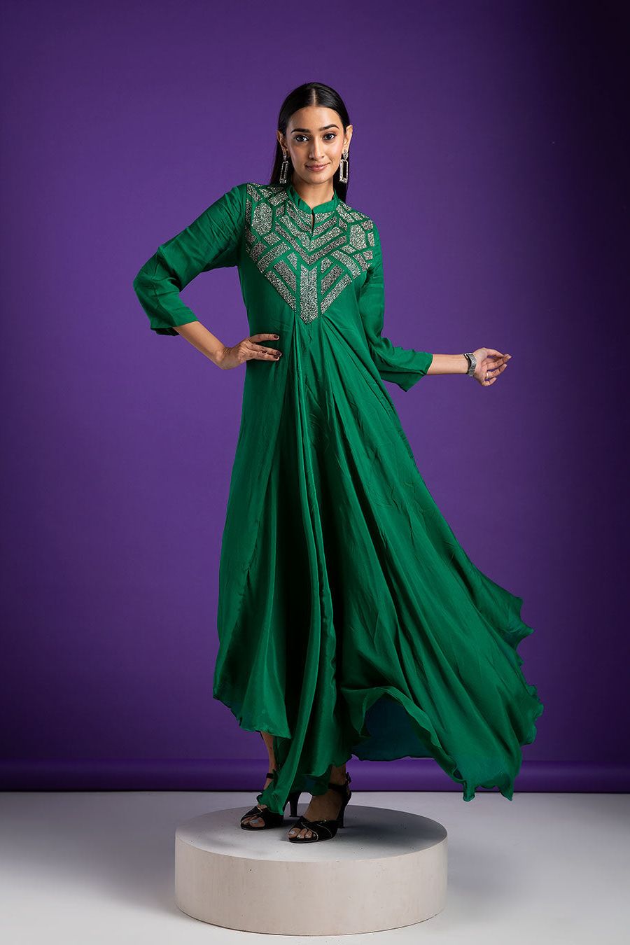 Emerald Green Dress - Mokshaa