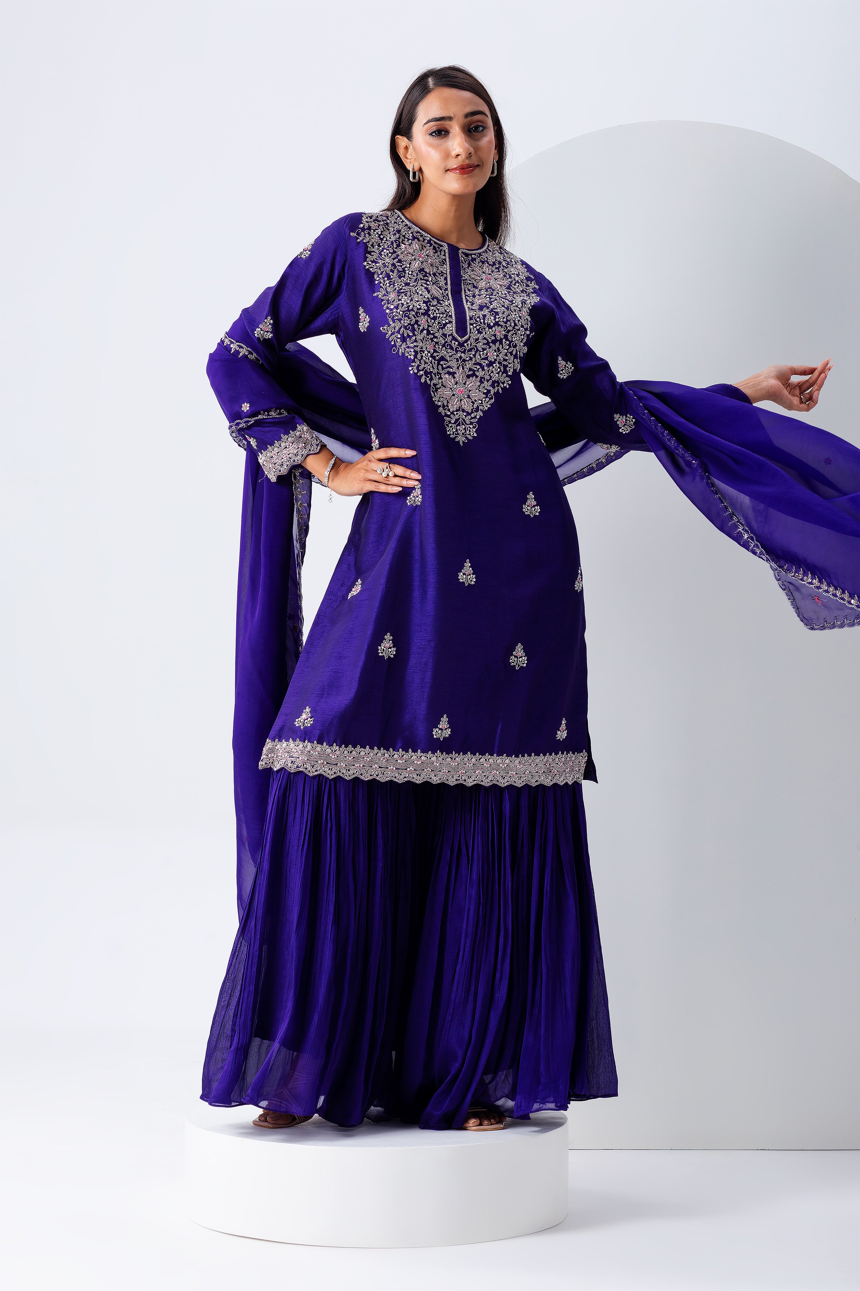 Royal Blue Sharara Set