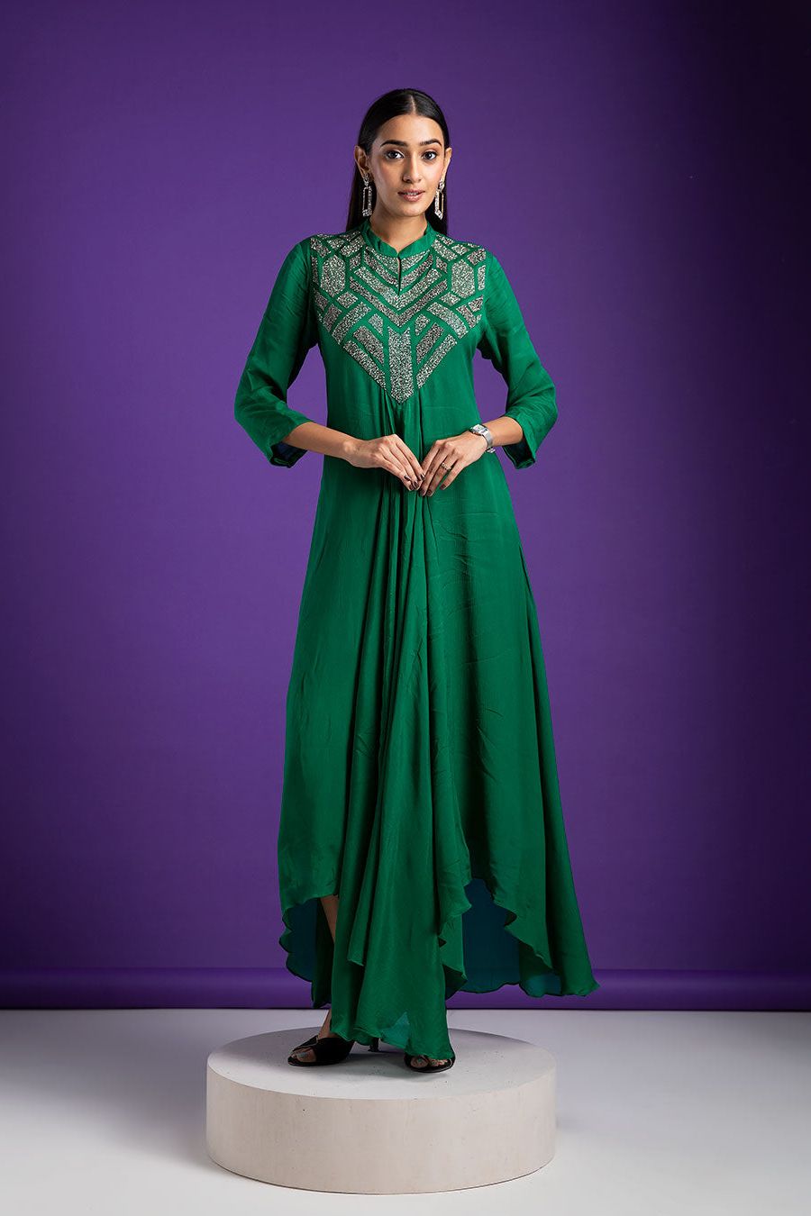 Emerald Green Dress - Mokshaa