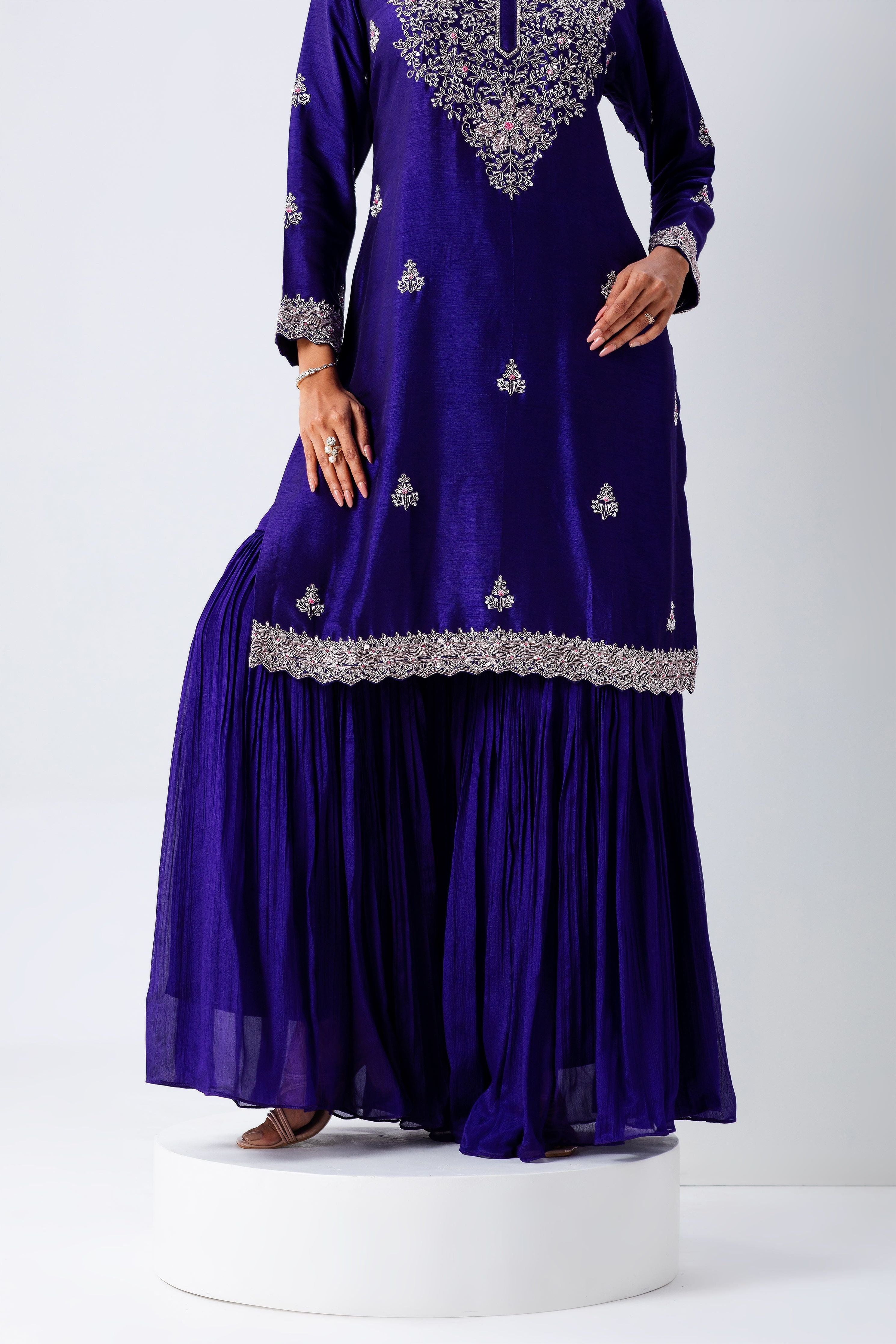 Royal Blue Sharara Set - Mokshaa