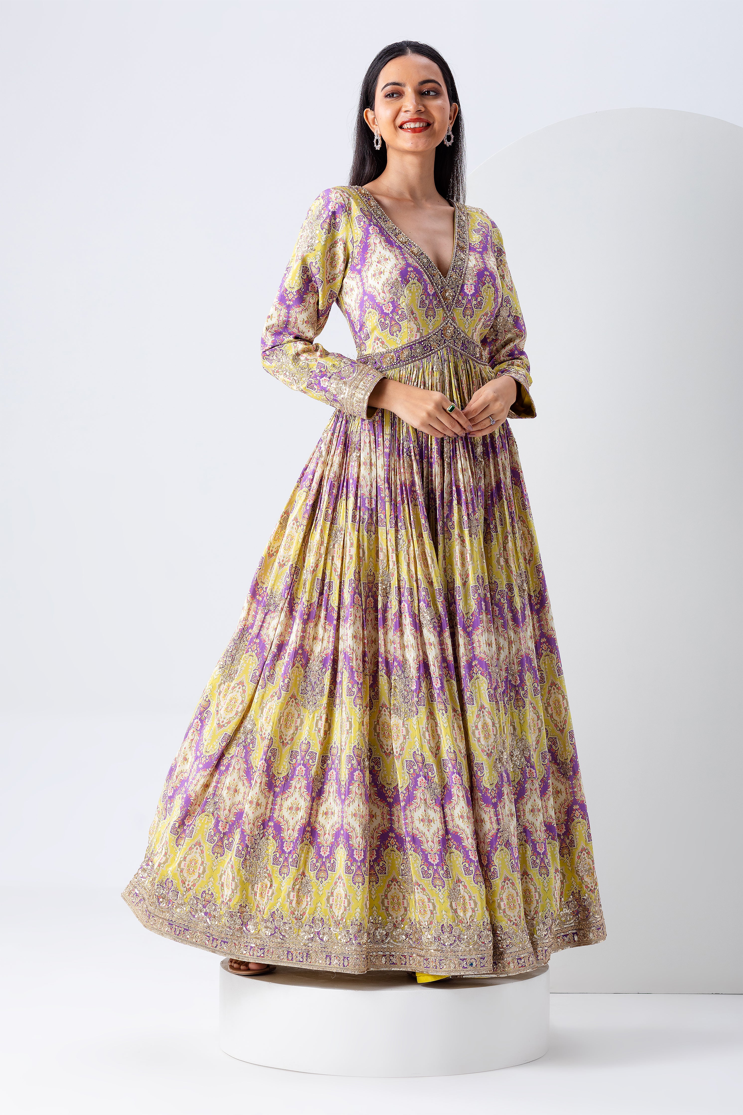 Pastel Floral Anarkali Gown