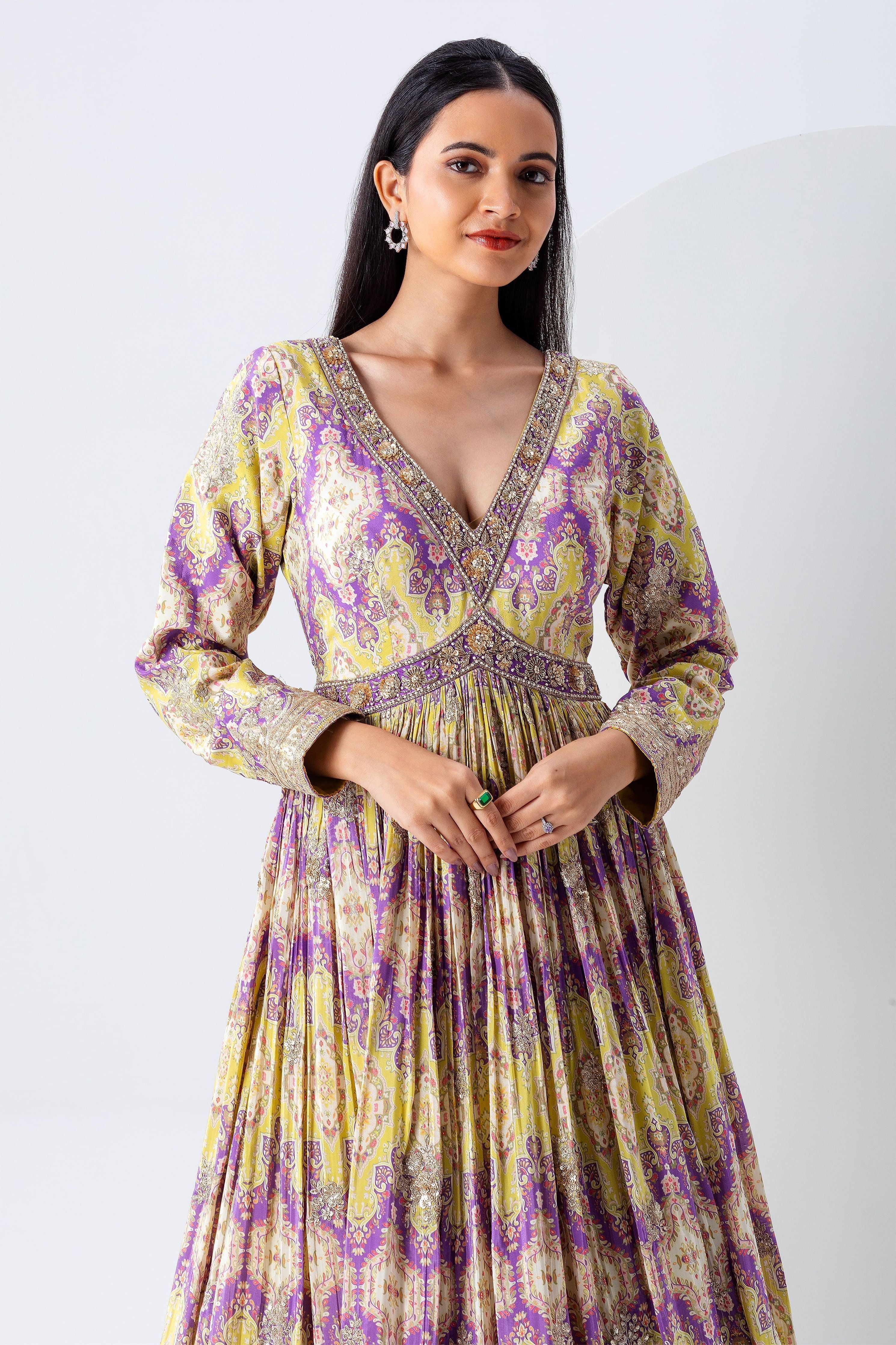 Pastel Floral Anarkali Gown - Mokshaa