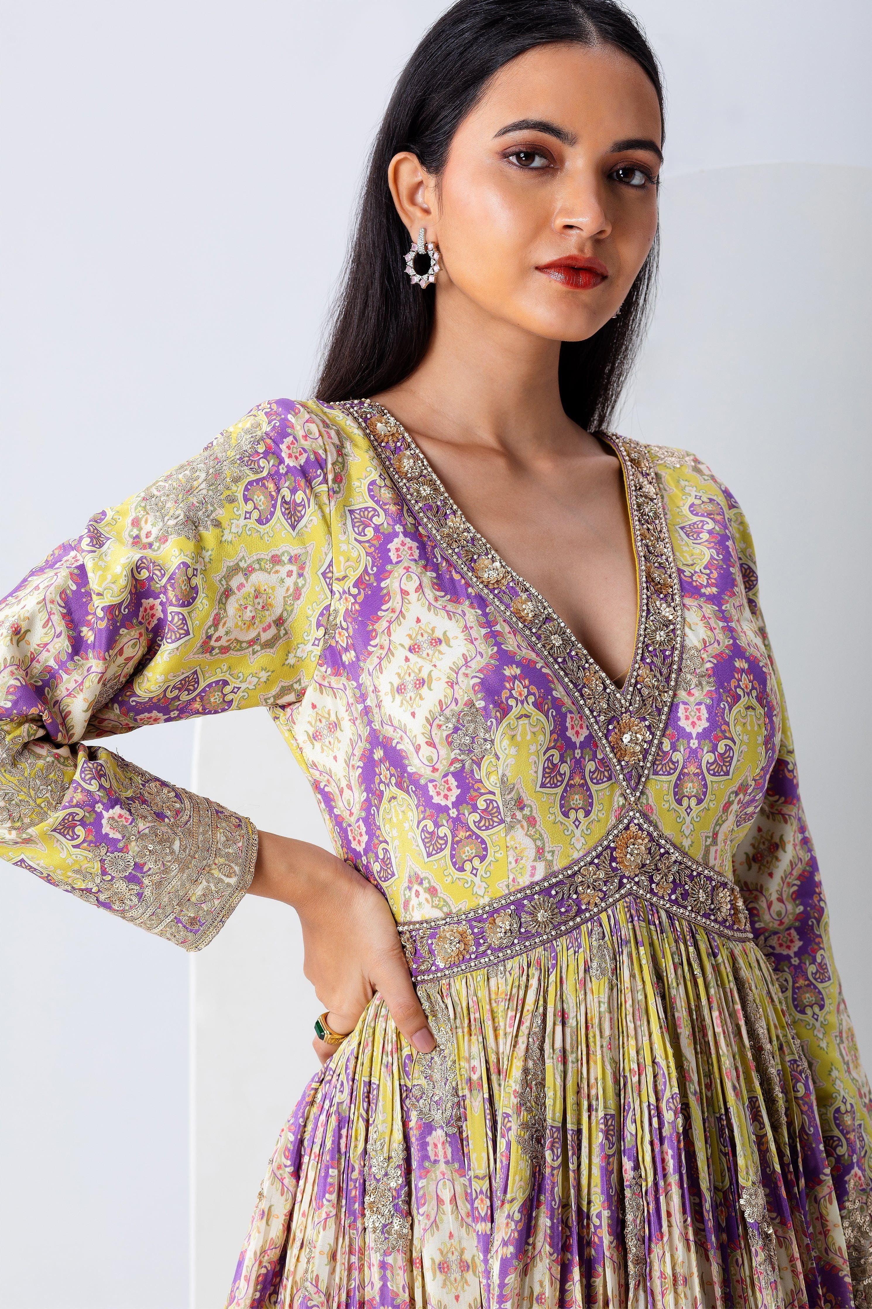 Pastel Floral Anarkali Gown - Mokshaa