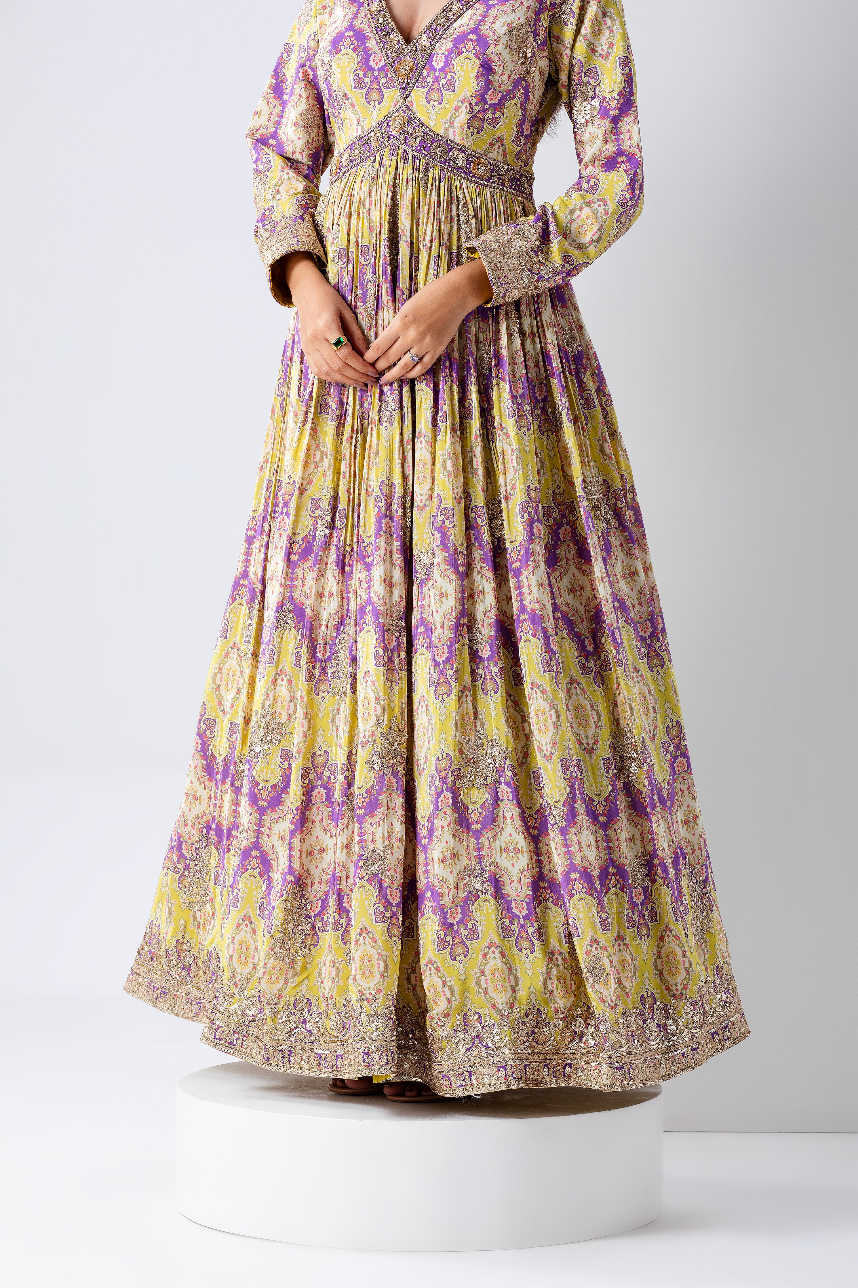 Pastel Floral Anarkali Gown