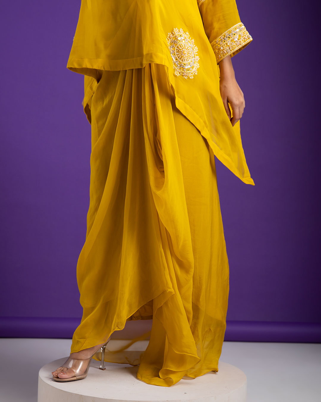 Mustard Yellow Indo-Western set - Mokshaa