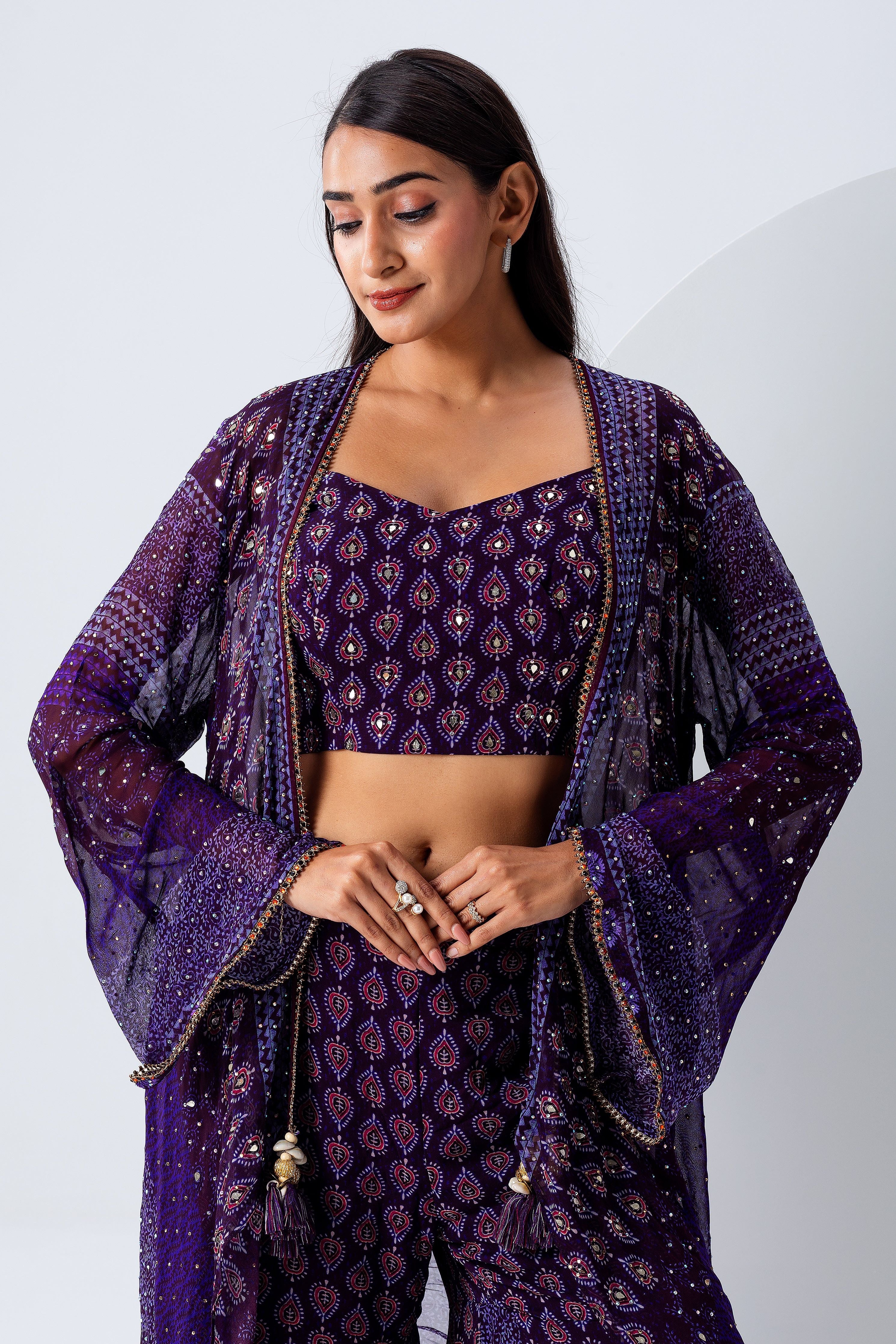 Purple Jacket Set - Mokshaa