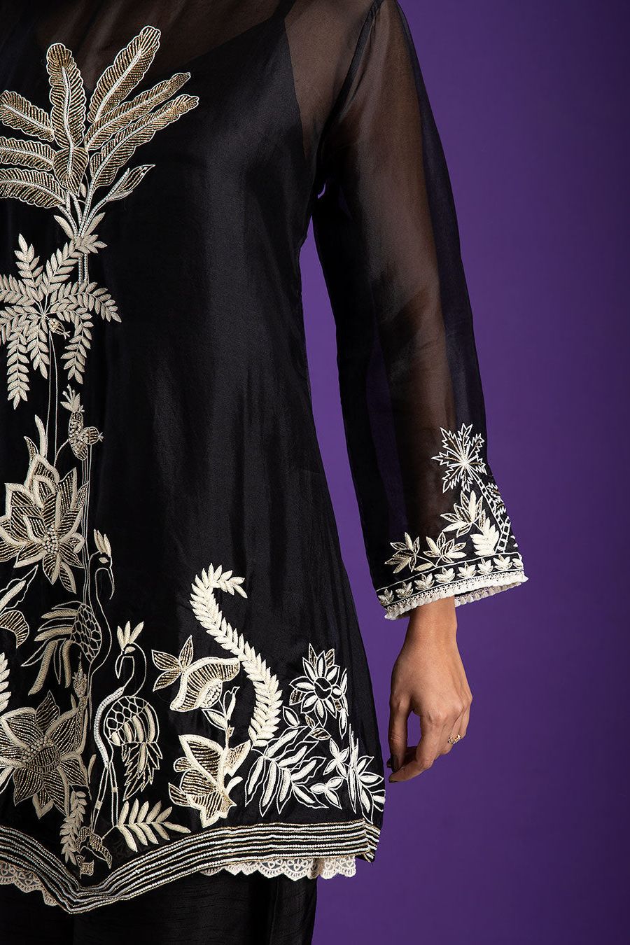 Black Embroidered Tunic Set - Mokshaa