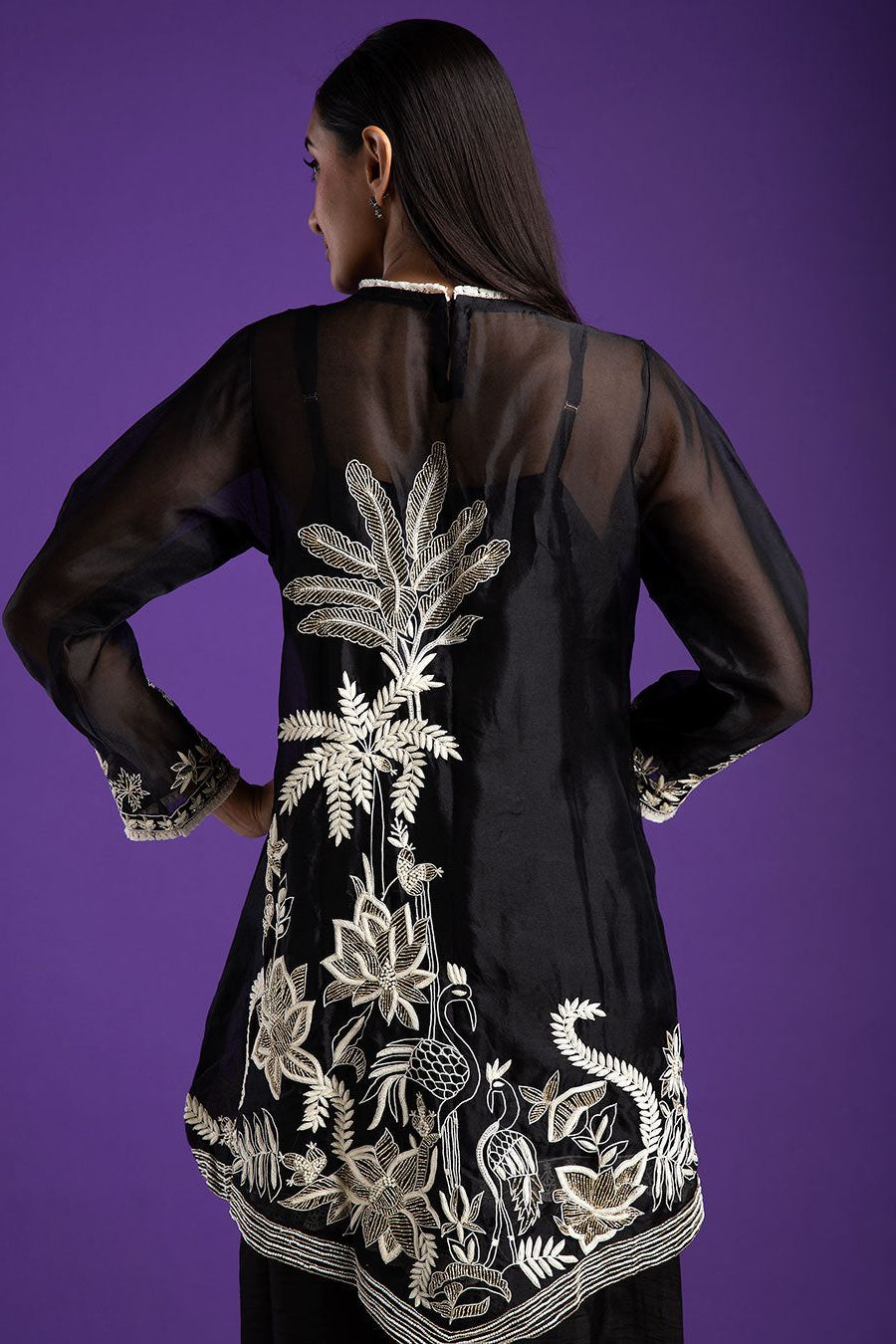 Black Embroidered Tunic Set - Mokshaa