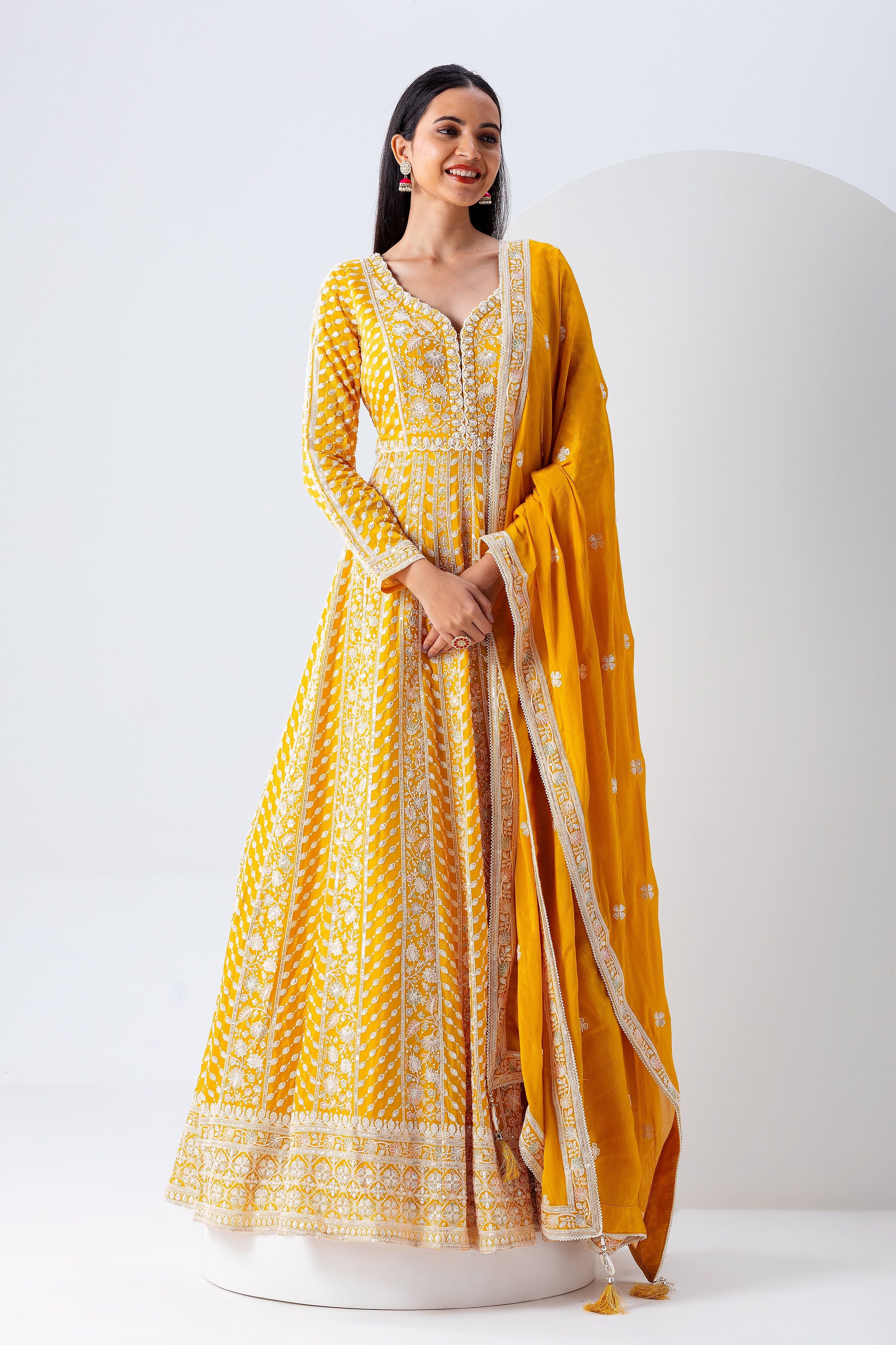 Yellow Anarkali Set - Mokshaa