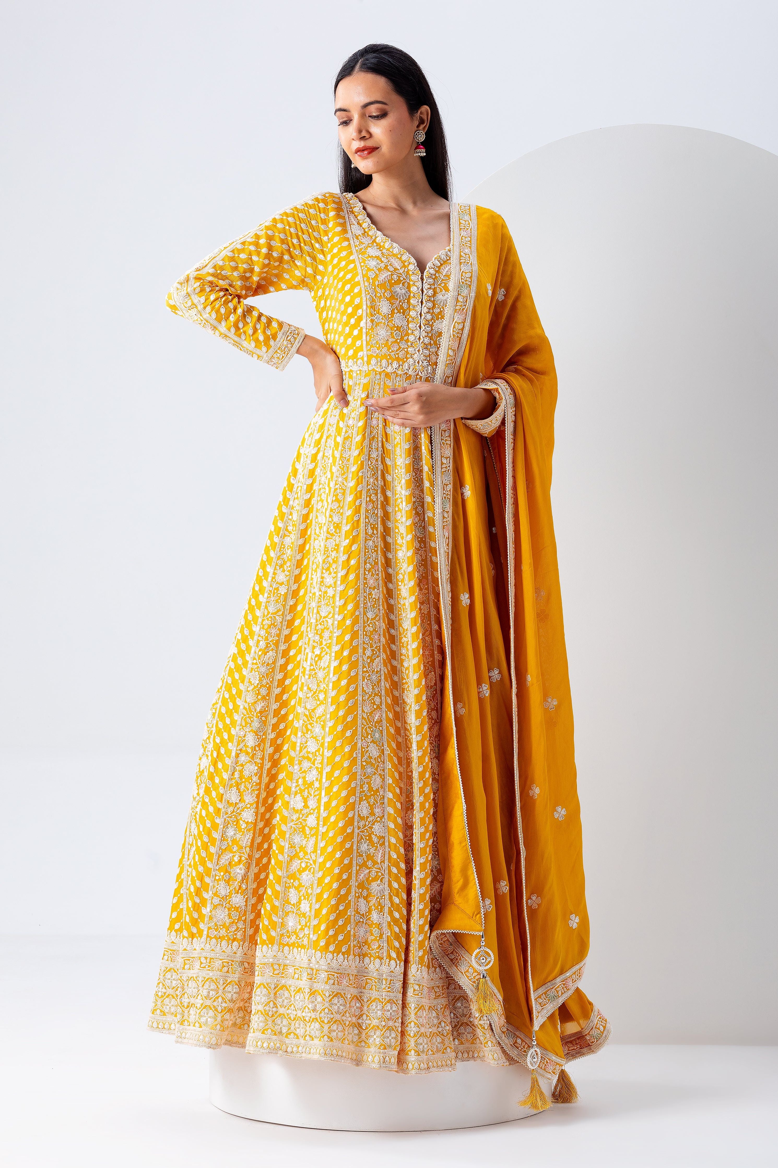 Yellow Anarkali Set - Mokshaa