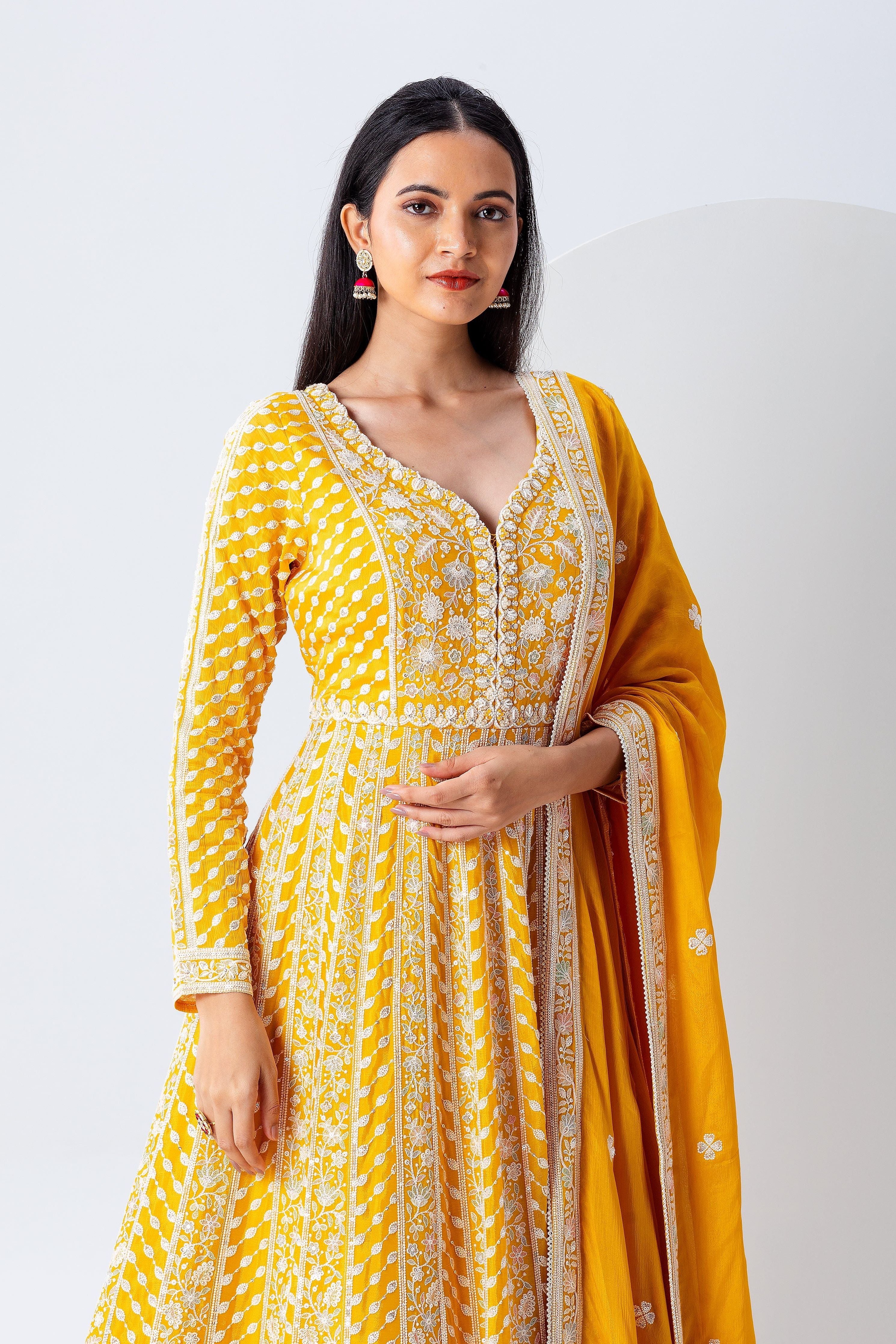 Yellow Anarkali Set - Mokshaa