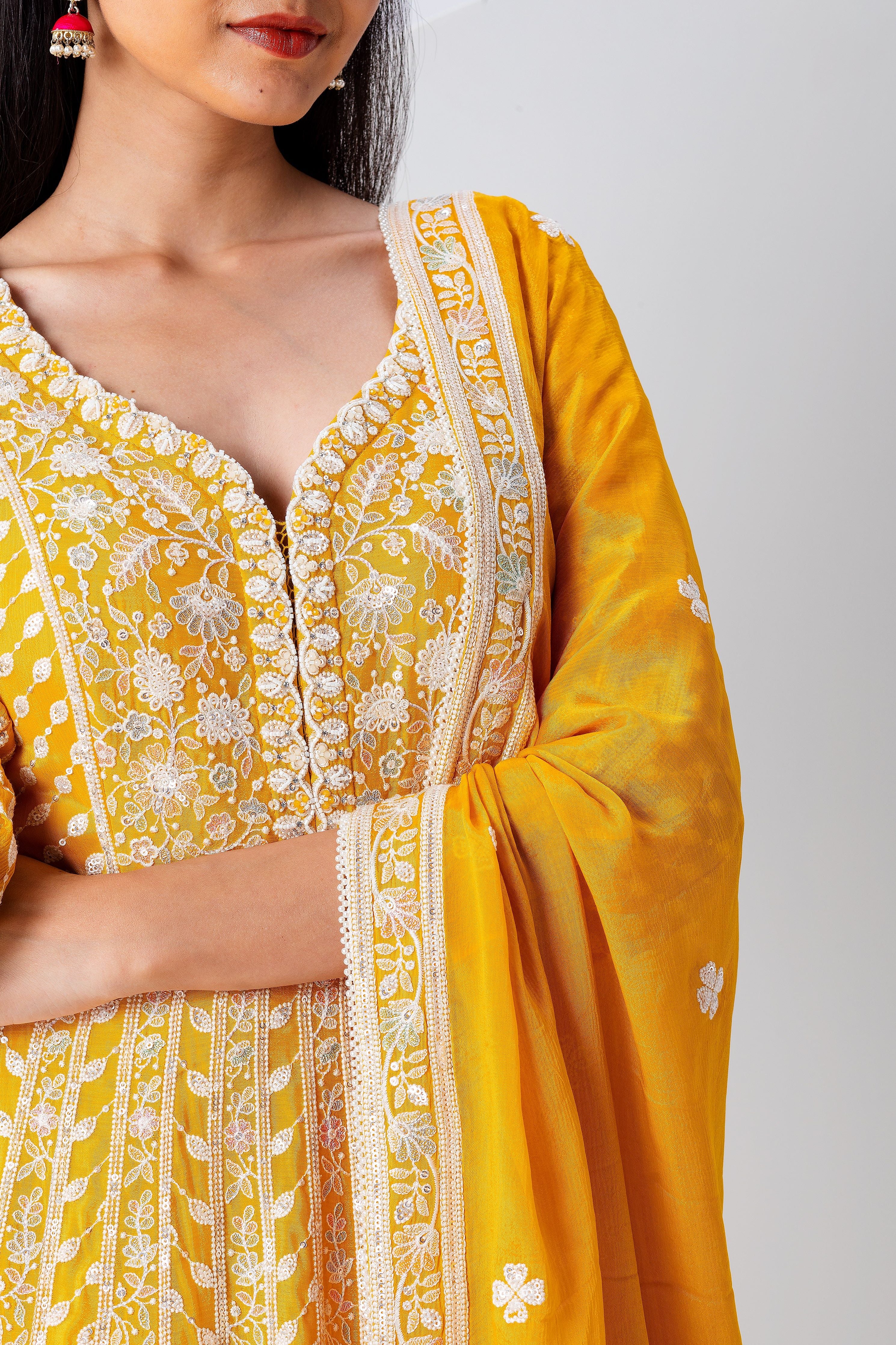 Yellow Anarkali Set - Mokshaa