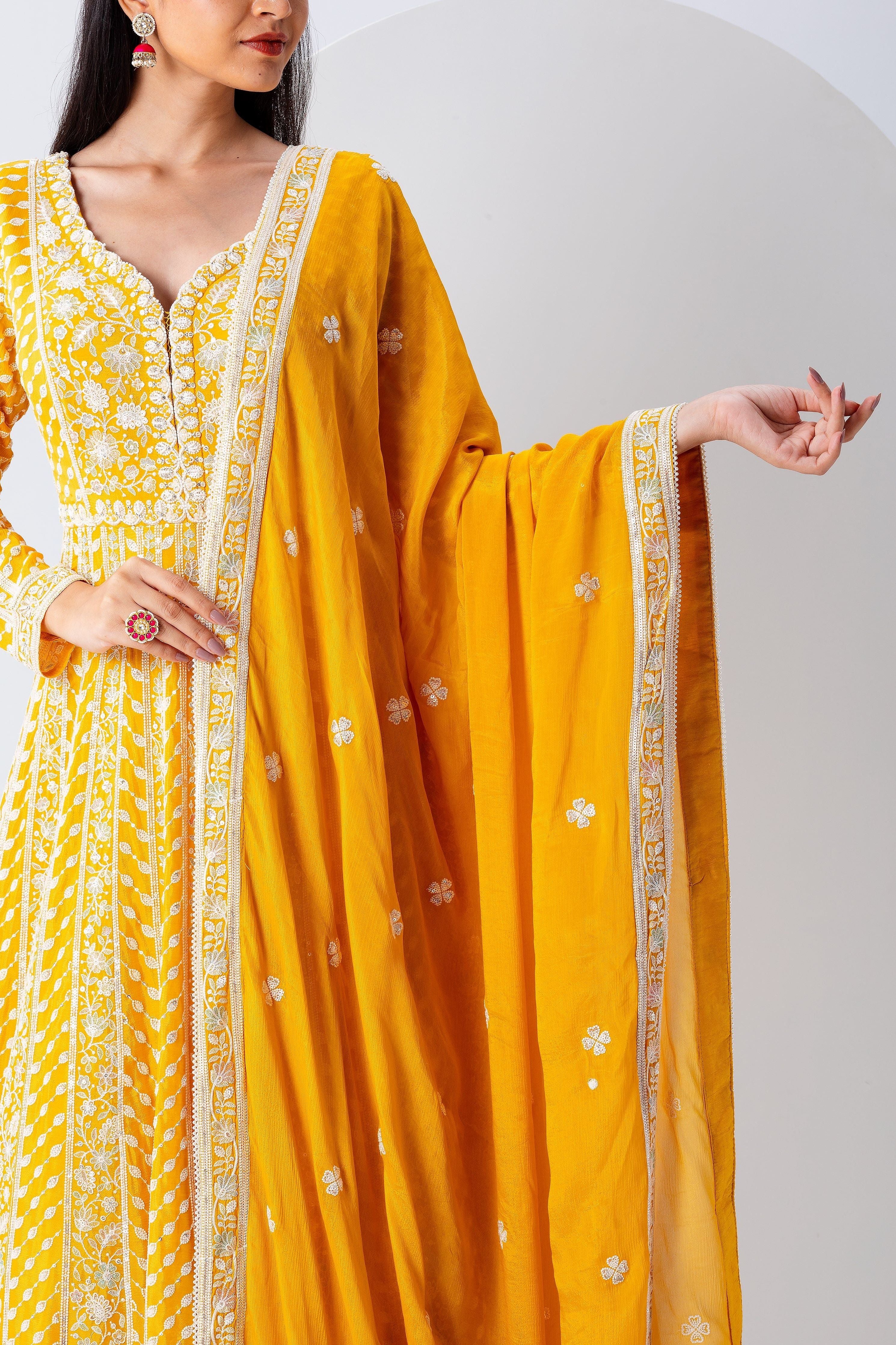 Yellow Anarkali Set - Mokshaa