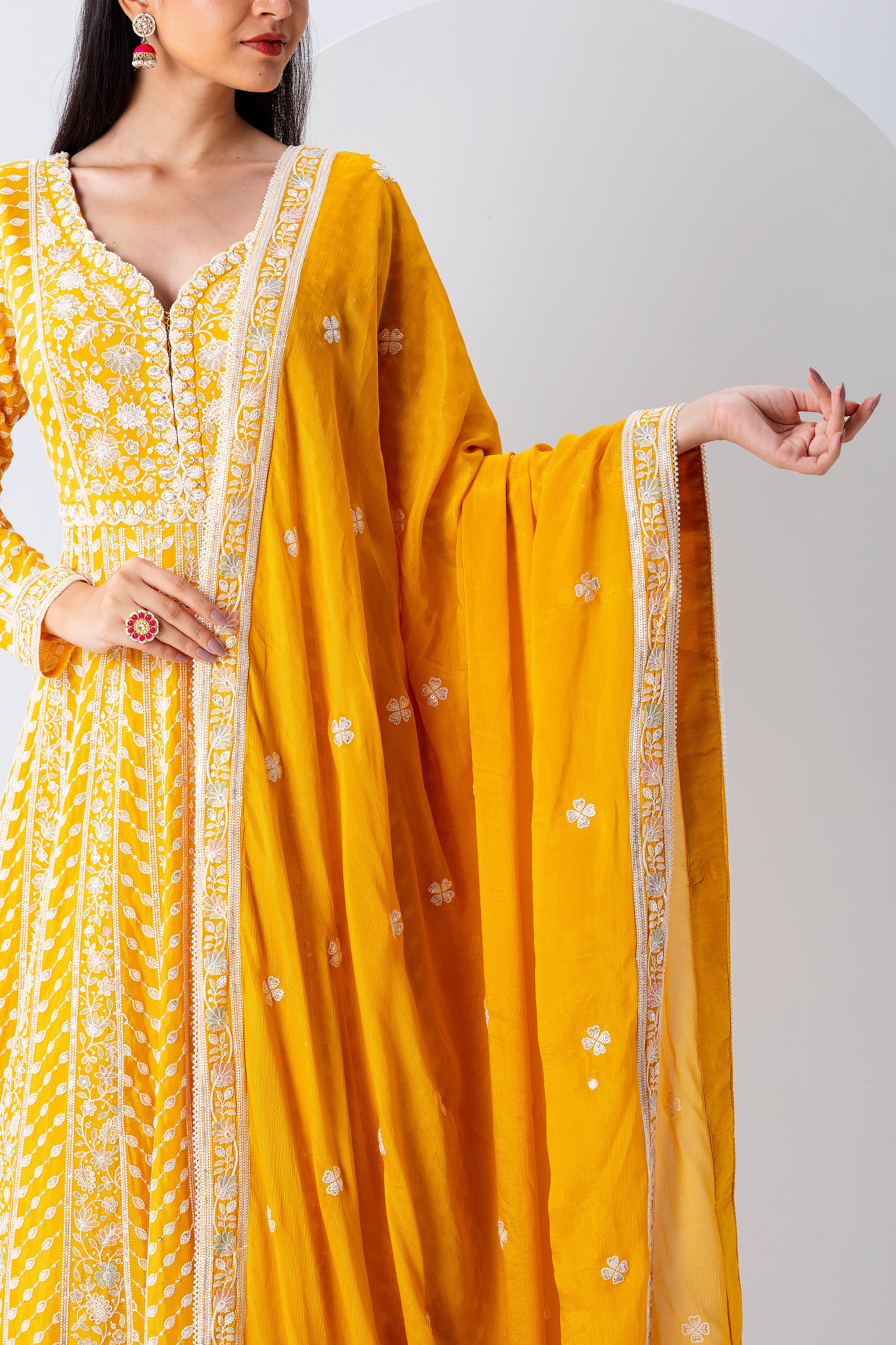 Yellow Anarkali Set