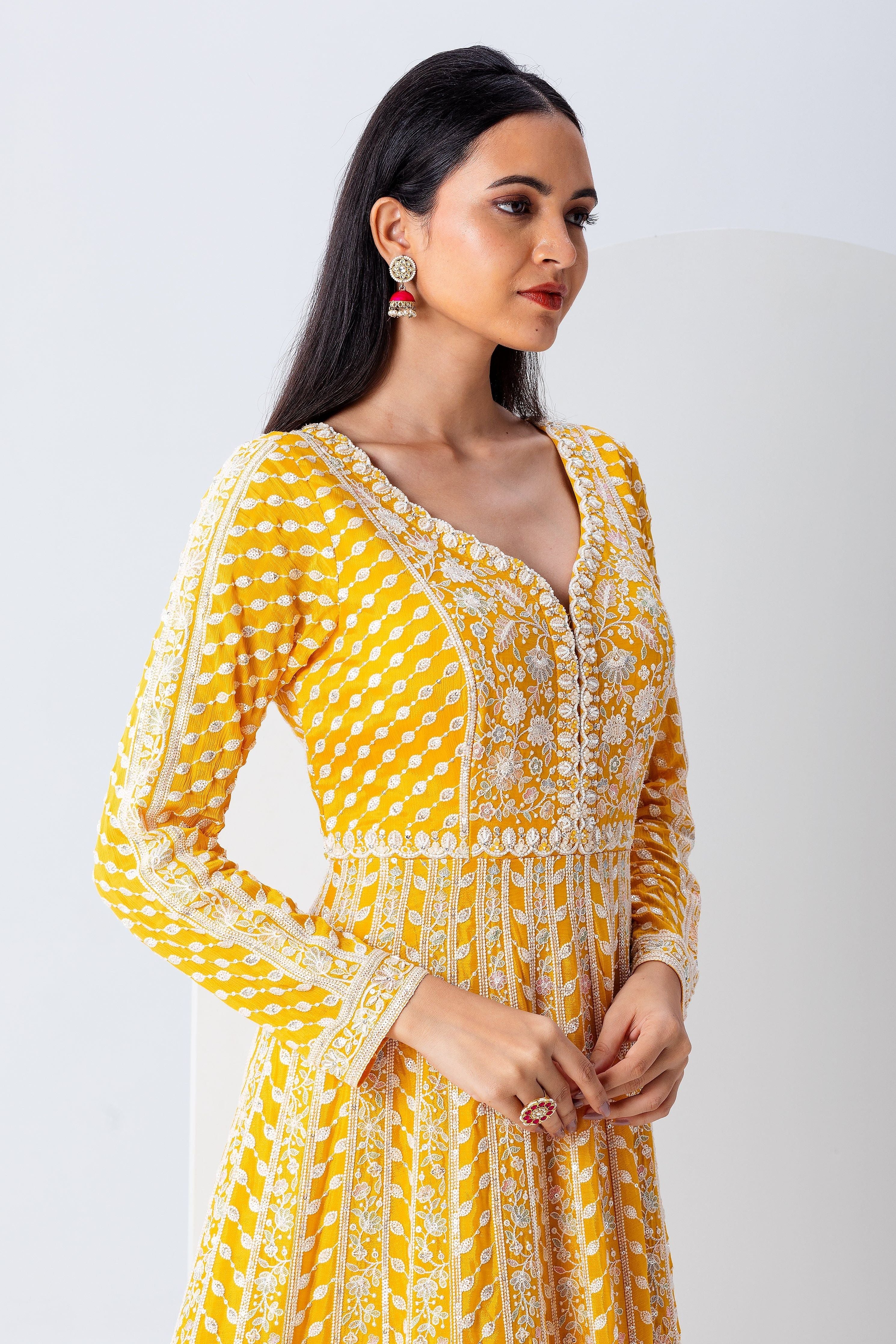 Yellow Anarkali Set - Mokshaa