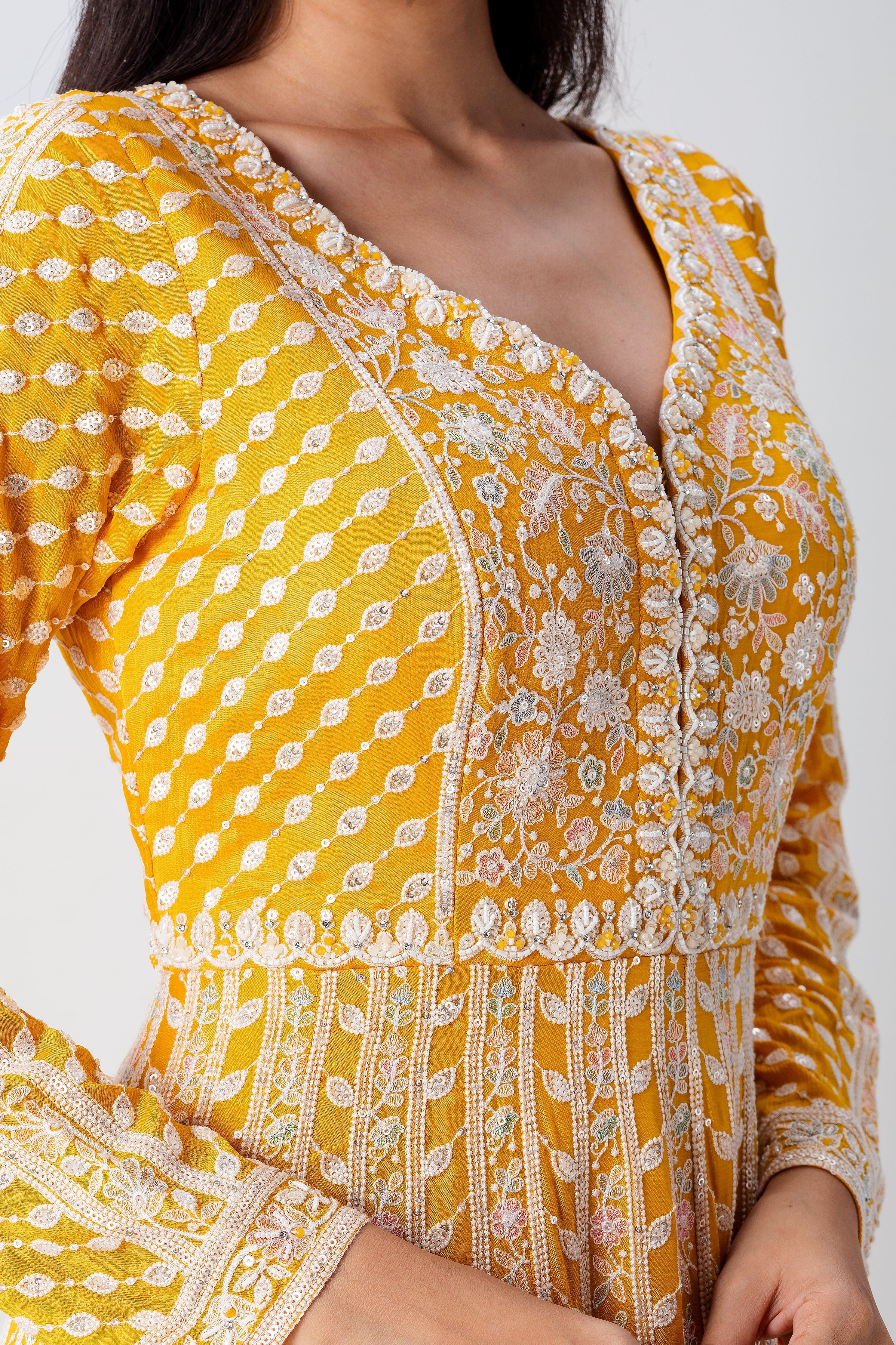 Yellow Anarkali Set - Mokshaa