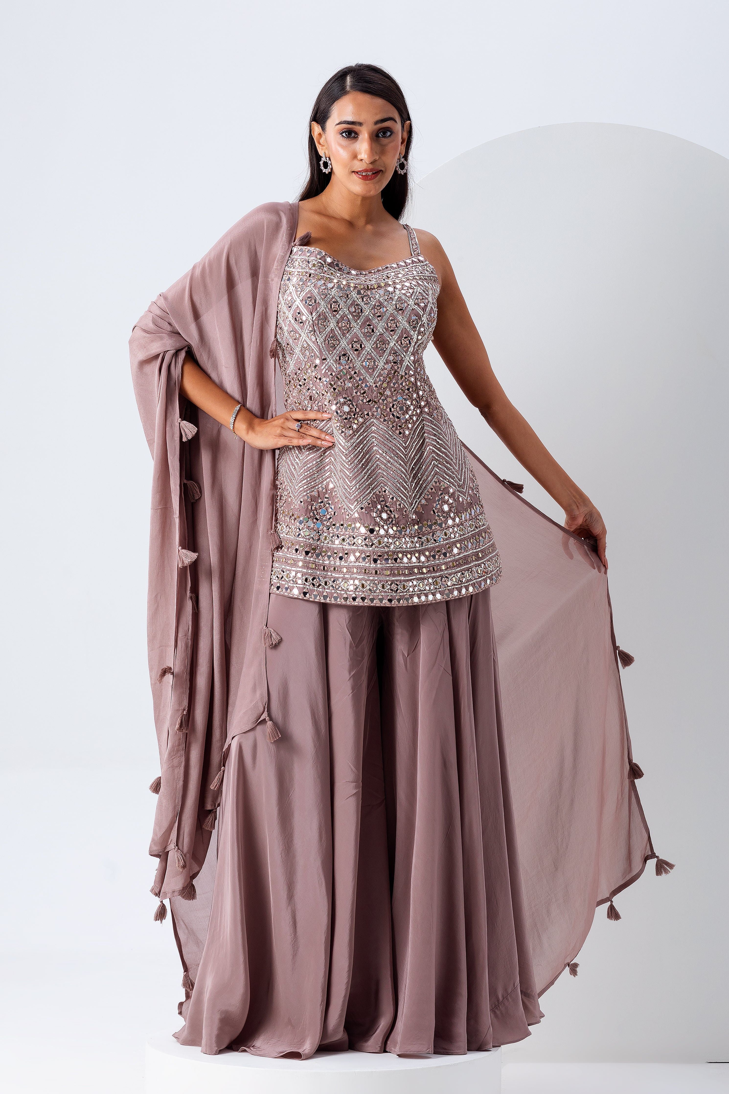 Mauve Sharara Set - Mokshaa